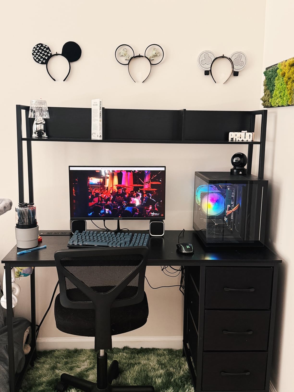 DLisiting White Computer Desk with Hutch & Drawers - 47 Inch Modern Study Writing Office Desk with 3 Storage Drawers and Power Outlets for Bedroom Home Office customer photo 1