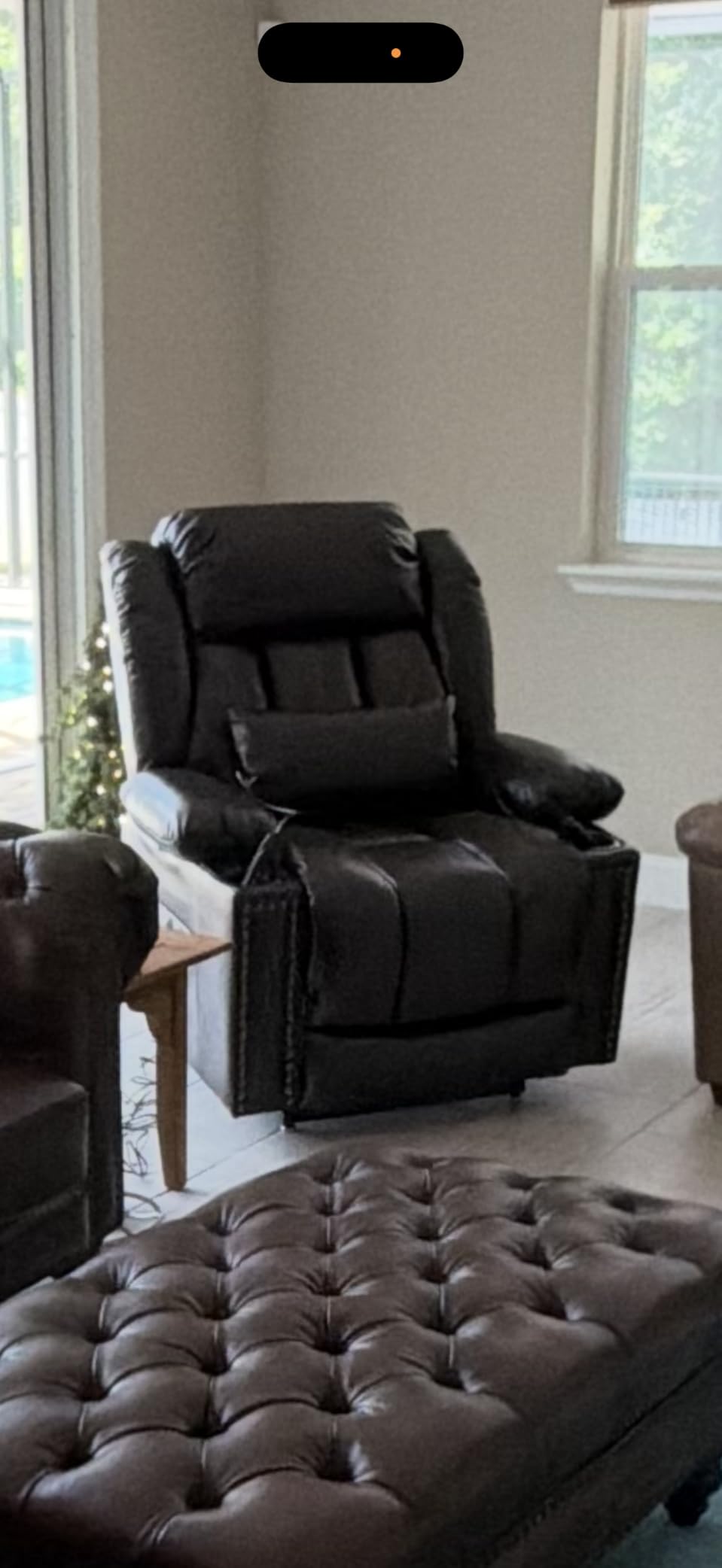 Dual Motor Infinite Position Lay Flat Power Lift Recliner Chair for Elderly | 180 lay flat, Silent Dual Motor, extended footrest, 8-pt massage, lumbar heated, water resistant PU leather, USB-C charging customer photo 1