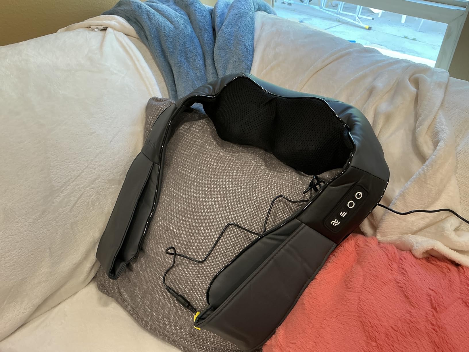 Nekteck Shiatsu Neck Massager with Heat for Pain Relief, Gray, NOT Cordless | 2026 Upgraded 3D Back Shoulder Kneading Massage Pillow, 3 Intensity Speeds Deep Tissue, Relaxation Gifts for Men Women customer photo 1
