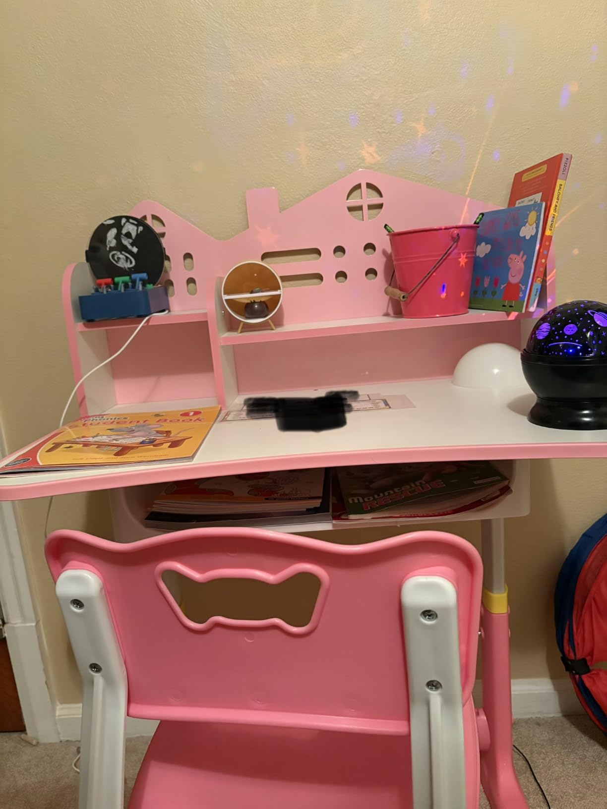 Kids Desk and Chair Set, Height Adjustable Kids Desk | Child's School Study Writing Tables with Bookstand and Storage Drawer, Widened Desktop with Desktop for Boys and Girls customer photo 2