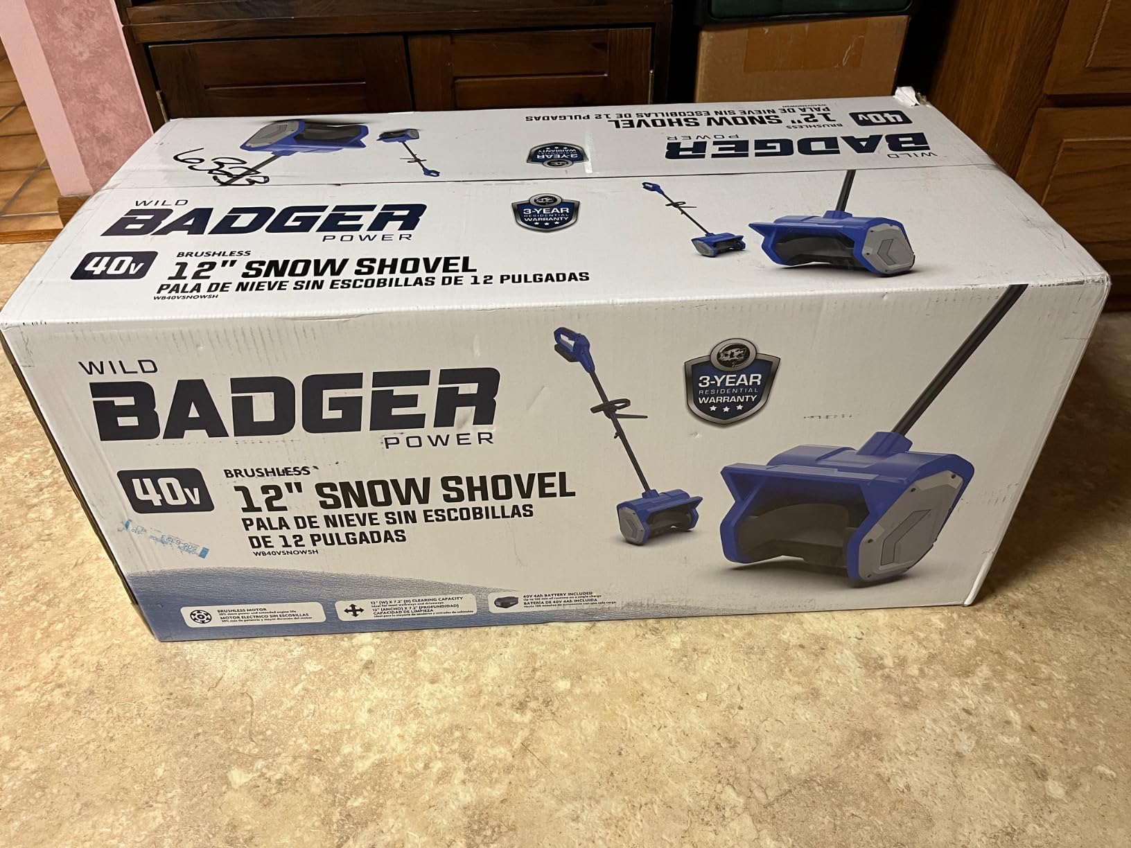 Wild Badger Power 40V Cordless Snow Shovel, 12