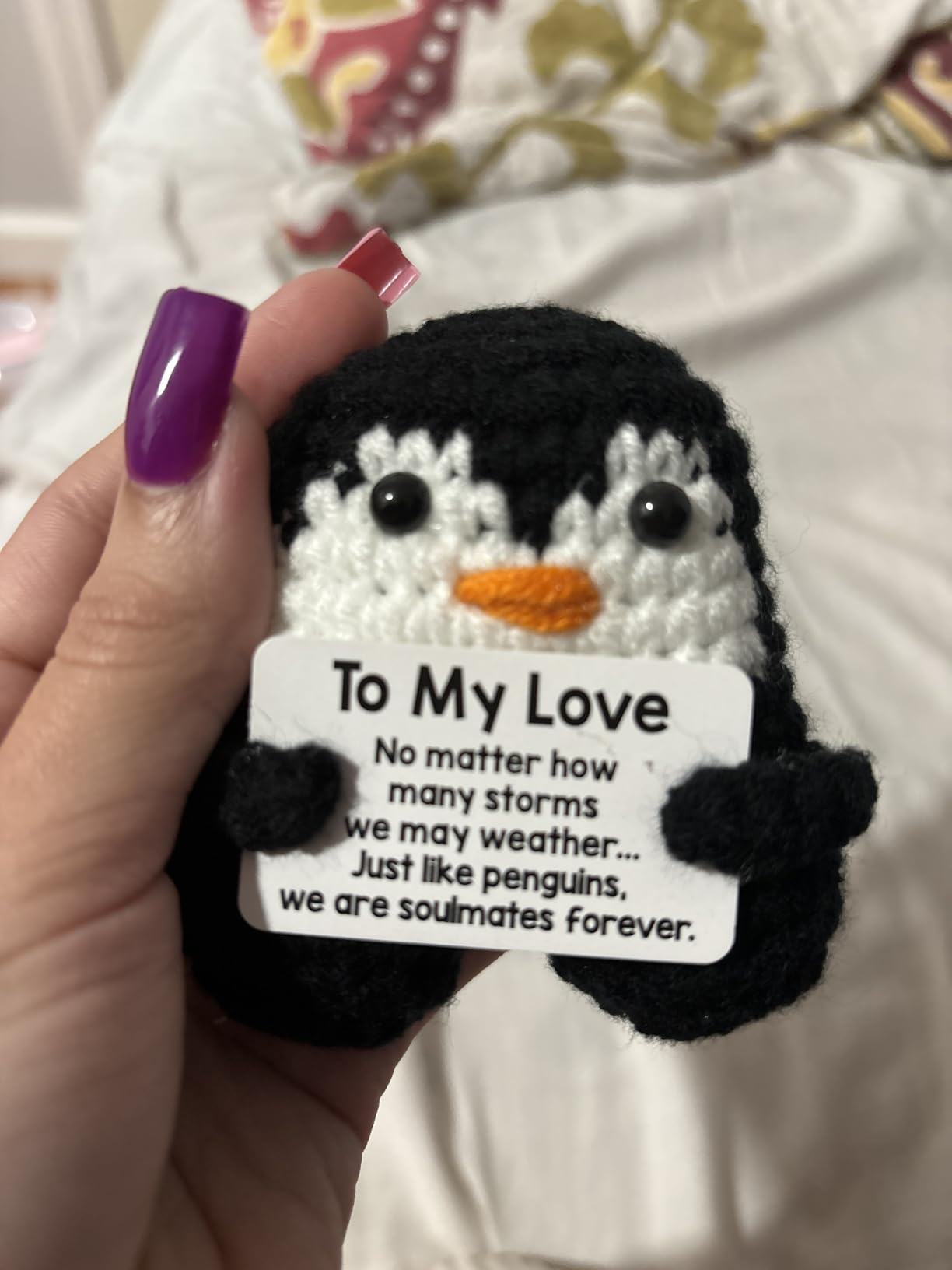 Gifts for Him Her Boyfriend Girlfriend, To My Love Handmade Crochet Mini Penguin Anniversary Birthday Gifts for Women Men, Romantic Valentines I Love You Gifts for Wife Husband Couples Fathers Day customer photo 1