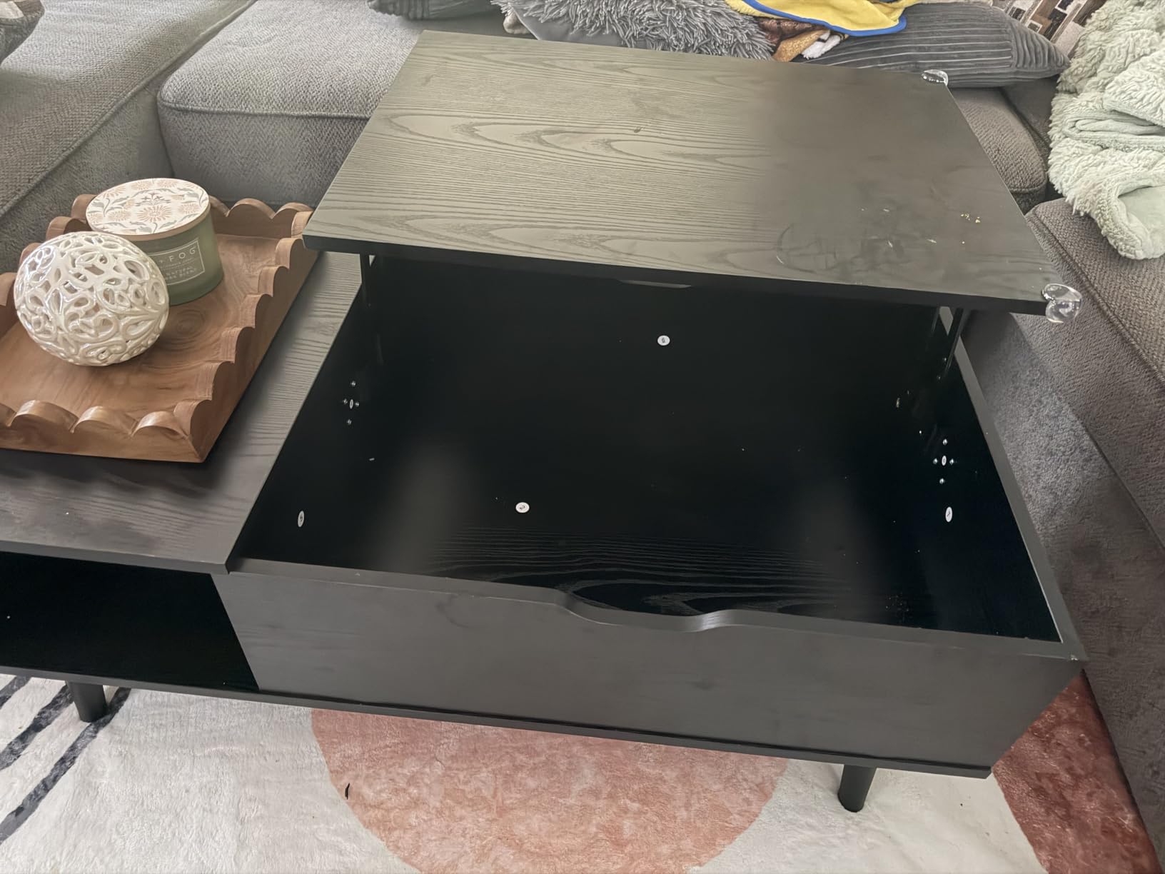 OLIXIS Lift Top Coffee Table, Wood Coffee Table for Living Room Home Black | Wood,Lift Top, Hidden Compartment, Storage Shelf, Center Table, Home, Living Room, Office customer photo 1