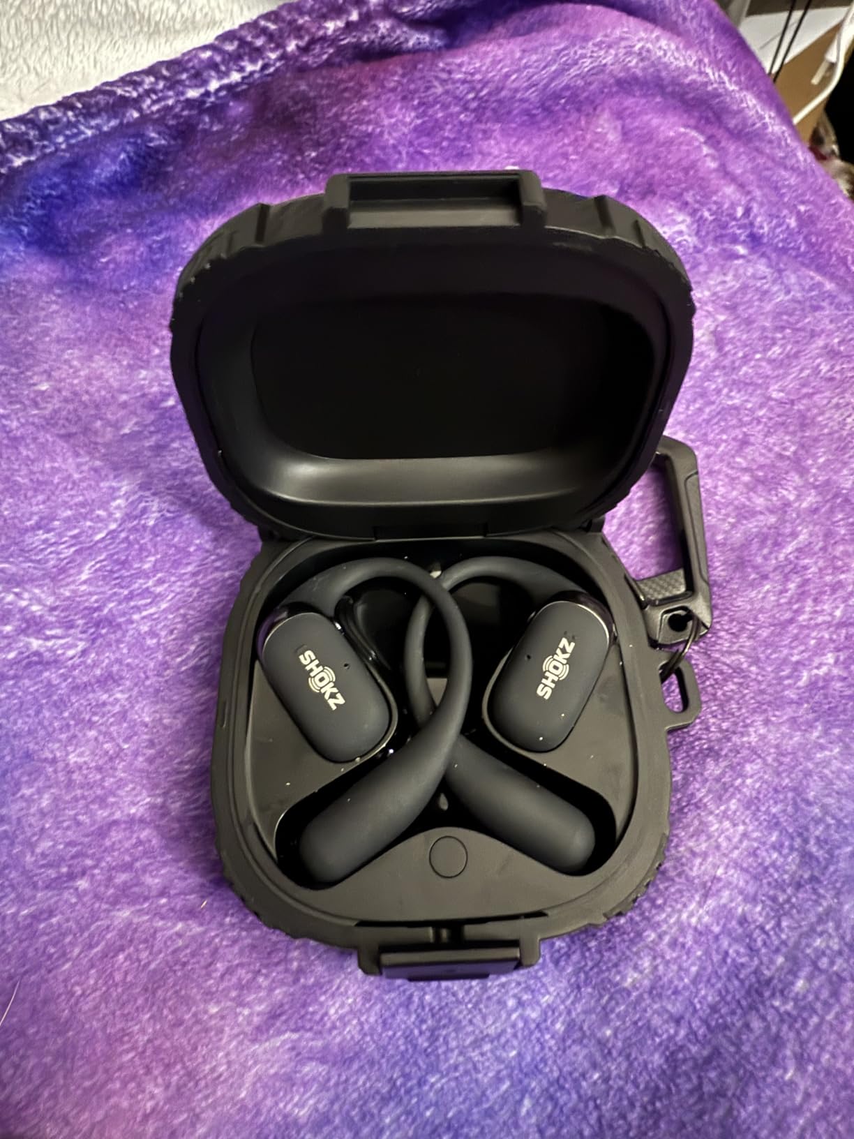 SHOKZ OpenFit 2 Open-Ear Earhook Bluetooth Earbuds, Black, 48H Playtime | Bundle with Carrying Bag; Powerful bass; IP55 Water-Resistant; AI call clarity; Bluetooth 5.4; Gym/outdoor/home use customer photo 1