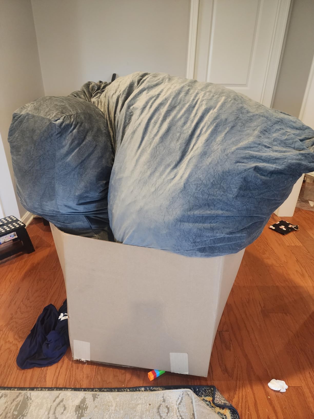 Bean Bag Chairs for Adults - Giant Bean Bag Chair Convertible Bean Bag Bed - Beanbag Chair with Micro Fiber Cover/Furniture Foam Filler - Floor Couch Sofa in Bedroom Dorm Room - Full Charcoal customer photo 1