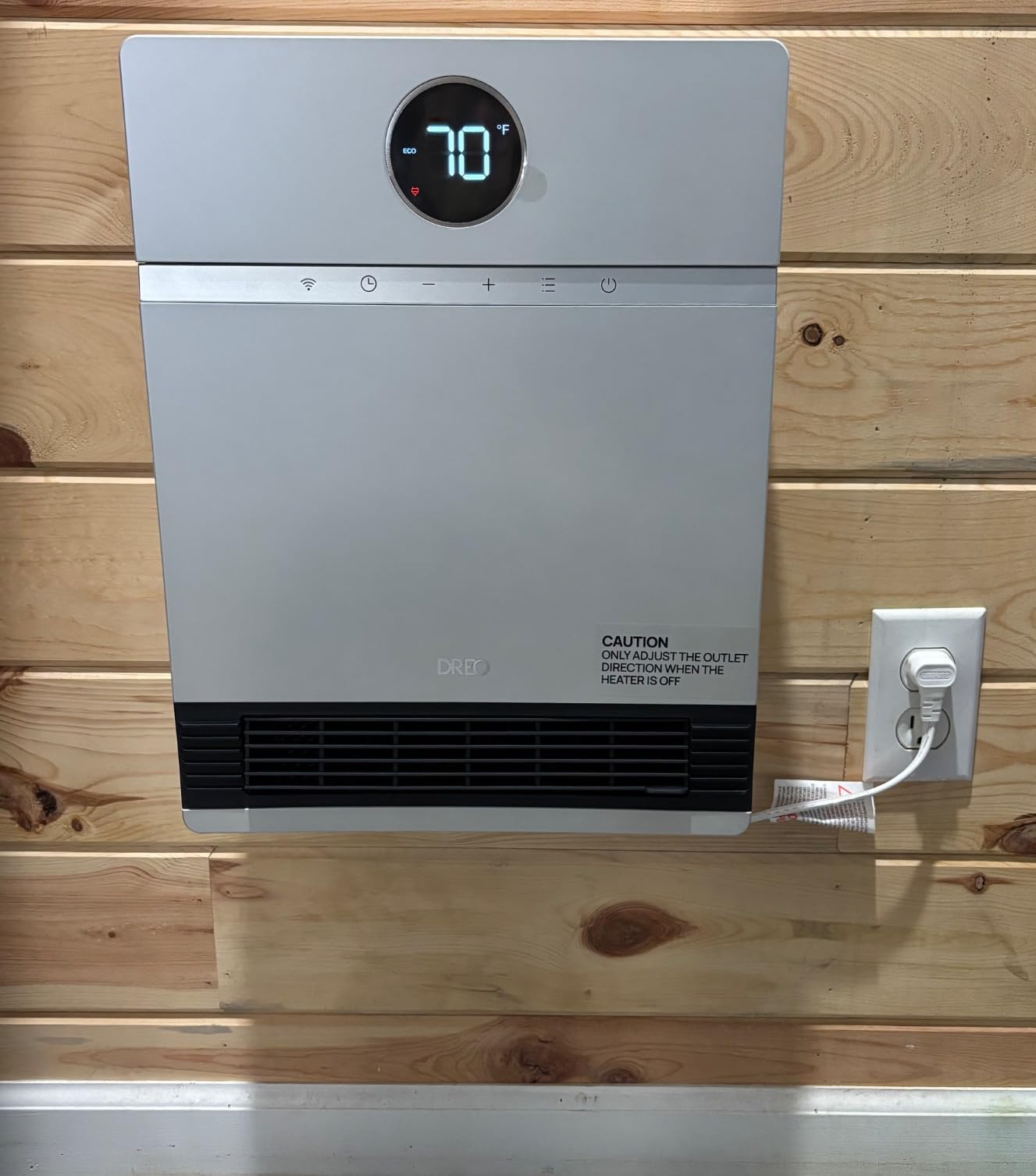 DREO Smart Wall Heater, IP24 Easy-mounted PTC Space Heater for Indoor Use, 30° Oscillation, Adjustable Thermostat, Remote Control, Works with Alexa, 24H Timer, Electric Heater for Bedroom, Office customer photo 1