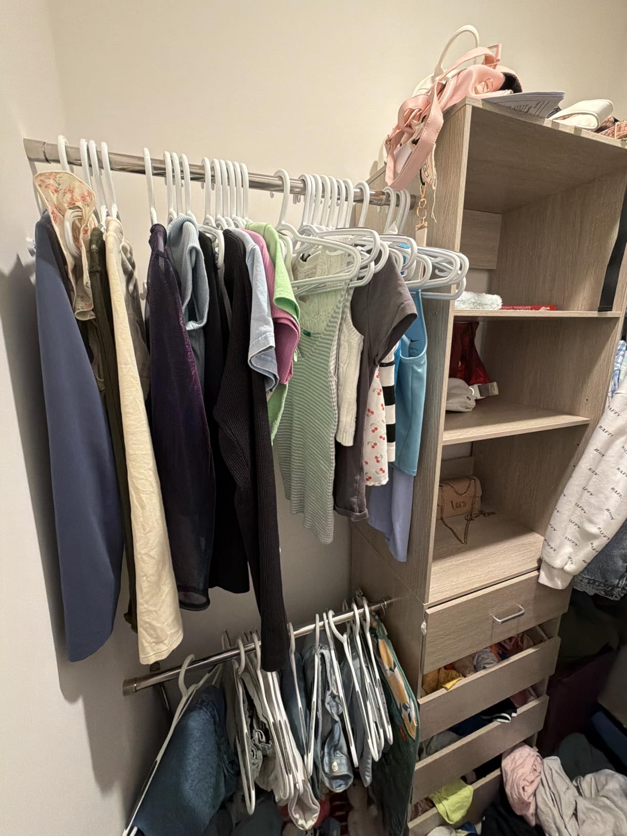 Aheaplus Closet System, 4-9Ft Closet Organizer with 4 Wooden Drawers, White | Wood Closet Organizer System with Tower, Walk-in Closet Organizer Wardrobe Clothes Rack with 4 Hanging Rods, Garment Rack customer photo 2