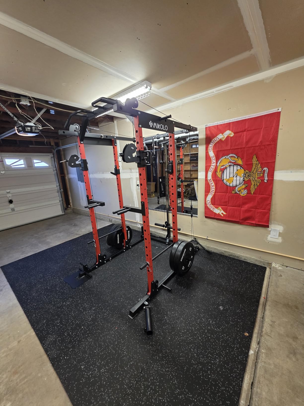 Mikolo Power Cage, Power Rack with Cable Crossover System, 1500LBS Squat Rack with LAT Pull Down System, Workout Cage with Pulley System for Fitness Home Gym customer photo 1