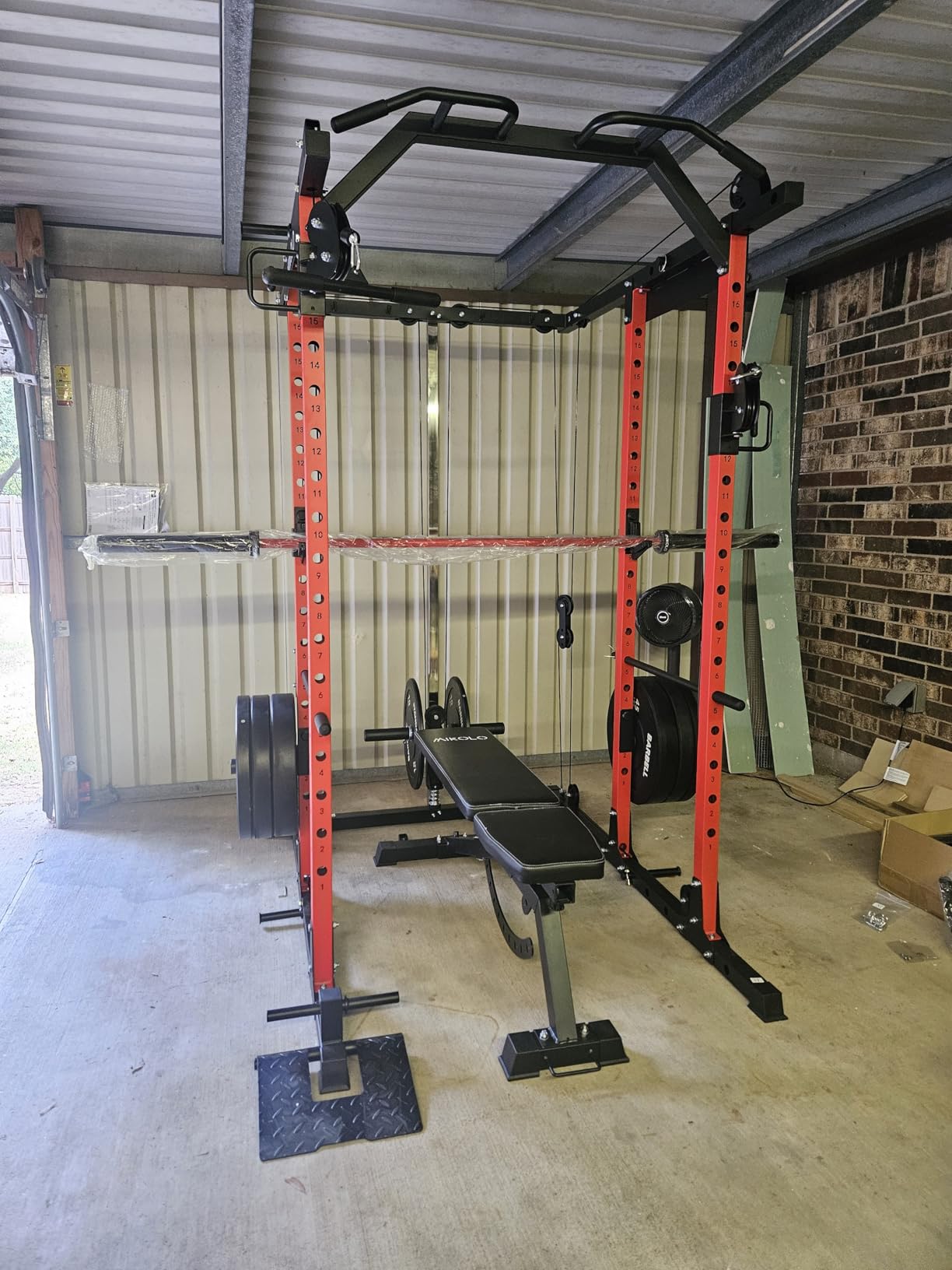 Mikolo Power Cage, Power Rack with Cable Crossover System, 1500LBS Squat Rack with LAT Pull Down System, Workout Cage with Pulley System for Fitness Home Gym customer photo 2