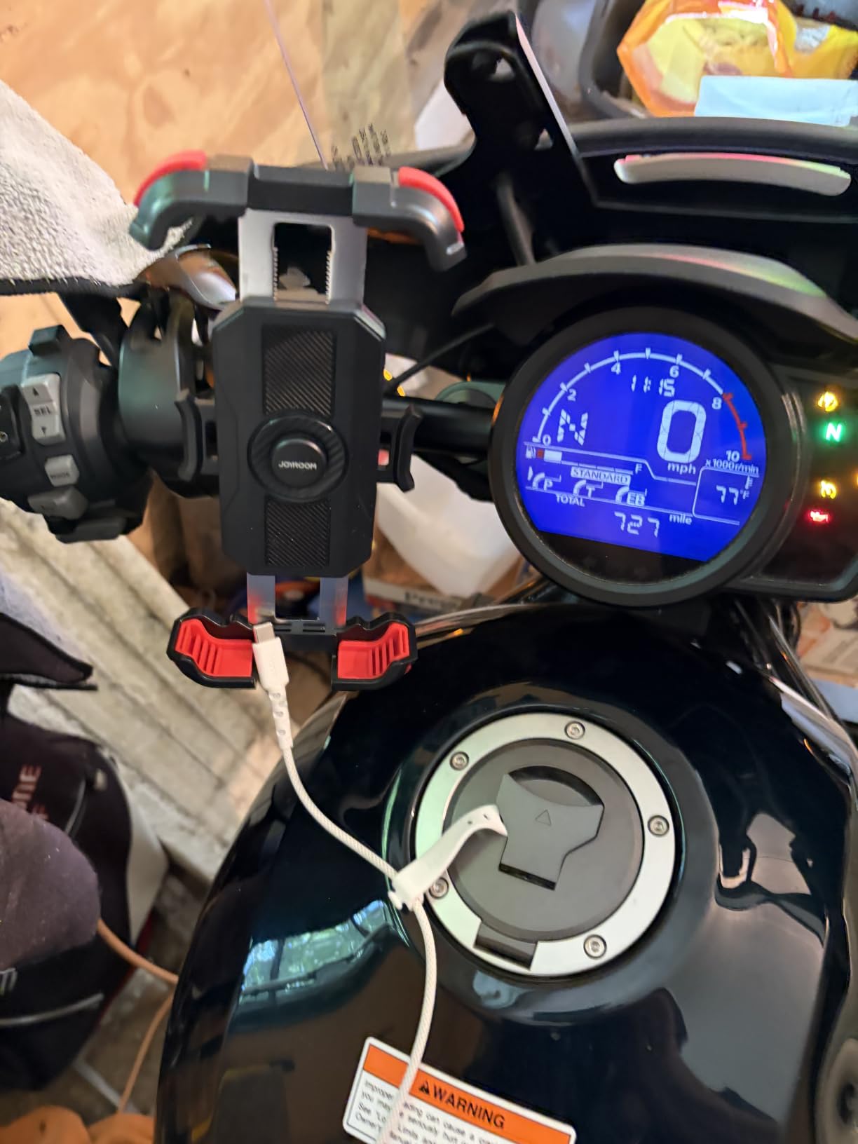 JOYROOM Motorcycle Phone Mount Holder - [Dual Vibration Dampener] 150mph Anti-Shock Phone Holder for Motorcycle [Upgrade Handlebar Clamp] - Bicycle Bike Phone Holder Mount for 4.7-7