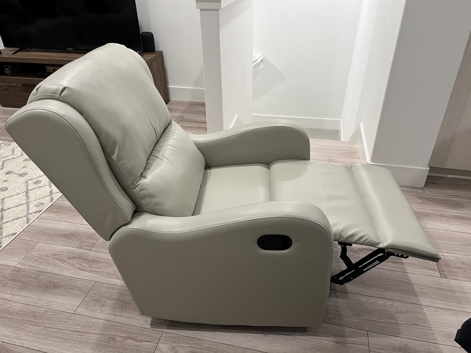 Lexicon Manual Recliner Chair, Wall Hugger Recliner, Brown Faux Leather, Manual Reclining Sofa Chair, Home Theater Seating for Living Room/Office/Apartment, Easy Assembly customer photo 2