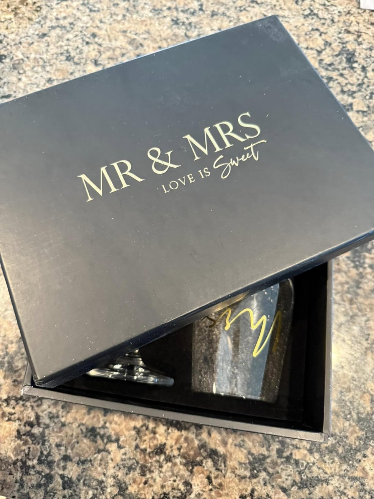 AW BRIDAL Mr and Mrs Wine Glasses Set of 2 for Engagement Bridal Shower, Wedding Gifts for Newlywed Couples 2026, Personalized Anniversary Wine Glass Gift Basket for Bride Groom and Fiance Fiancee customer photo 1