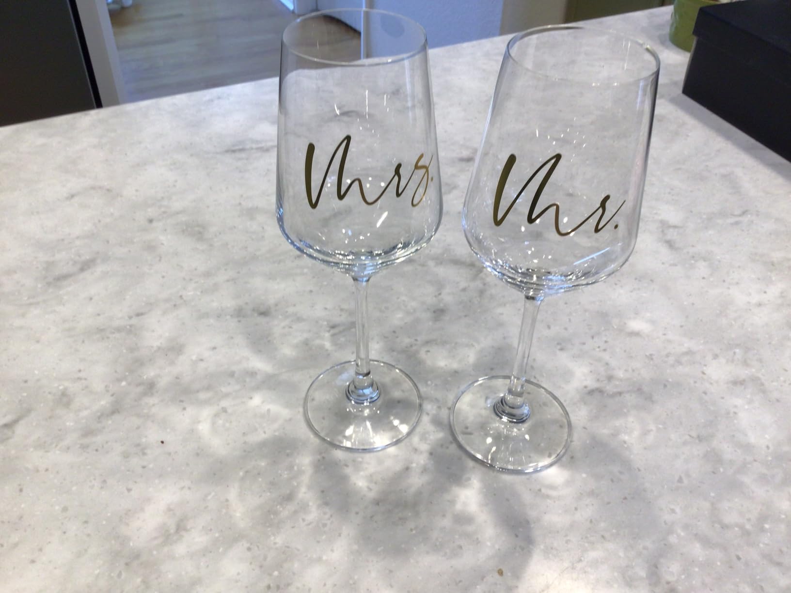 AW BRIDAL Mr and Mrs Wine Glasses Set of 2 for Engagement Bridal Shower, Wedding Gifts for Newlywed Couples 2026, Personalized Anniversary Wine Glass Gift Basket for Bride Groom and Fiance Fiancee customer photo 2