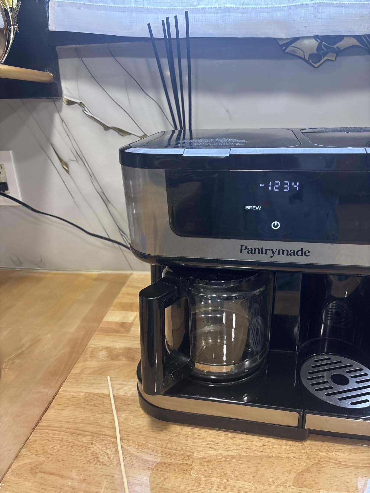 Pantrymade Dual Brew Coffee Maker, 12-Cup Drip & Single Serve K-Cup, Black | Brew a full 12-cup carafe or a single K-Cup pod with programmable touchscreen controls, auto shut-off and reusable filter. customer photo 2