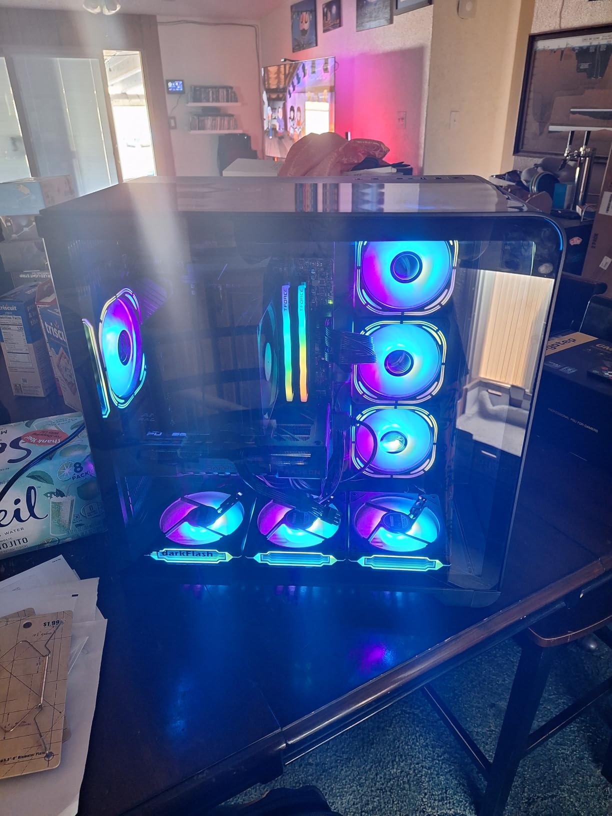 darkFlash ATX Mid-Tower PC Case with Screen, Three Side Glass, Curved Full View Dual Gaming PC Case, 4 PWM ARGB Fans Computer Case Pre-Installed, Type C, RTX 40 Compatible, Black(L280) customer photo 2