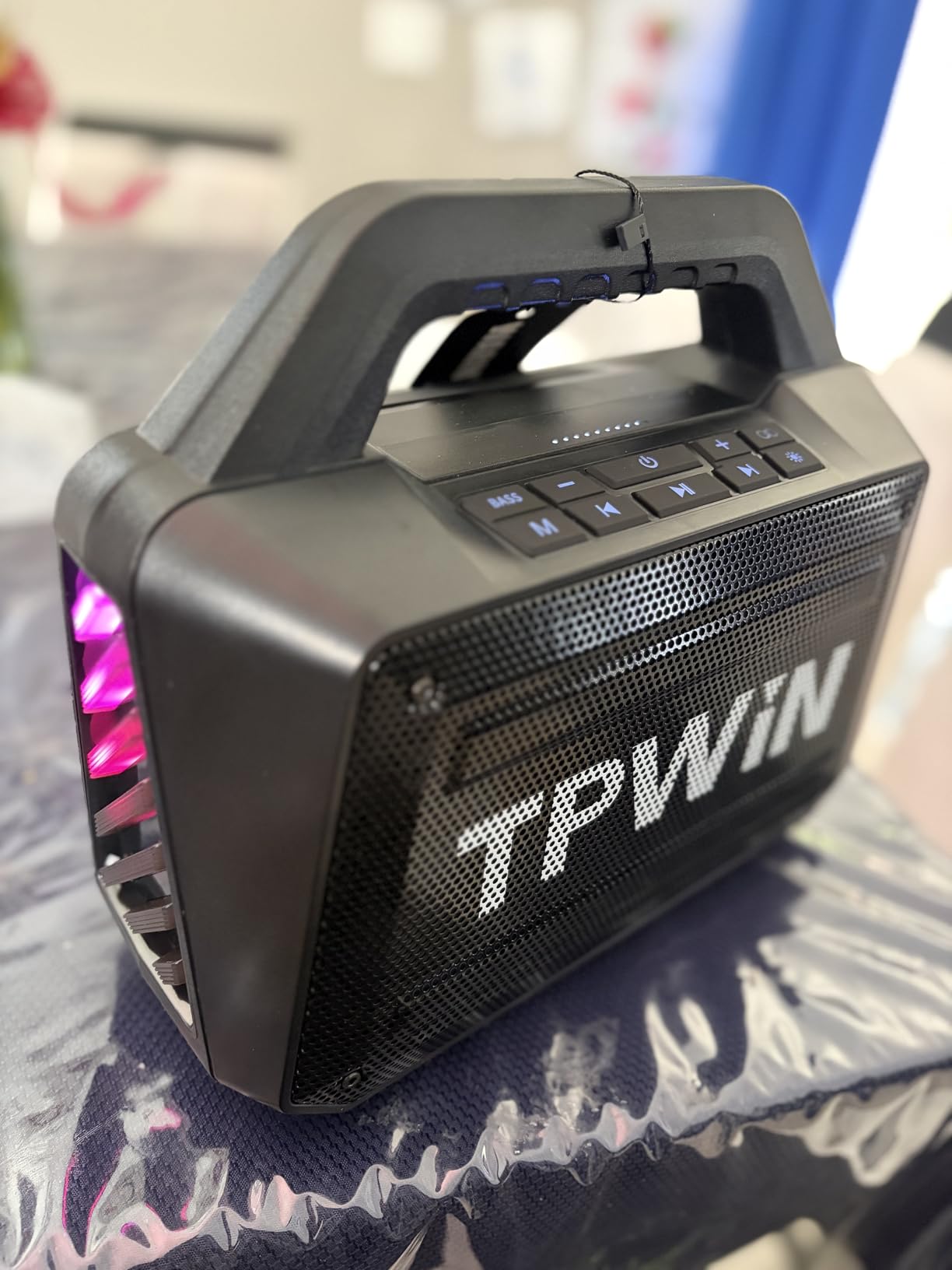 Bluetooth Speaker - 80W Loud Rugged Outdoor Speakers, IPX6 Waterproof, 20H Playtime, Deep Bass, Lightshow, TWS, BT 5.3 Wireless, Portable for Travel Hiking Camping Beach Pool - Black customer photo 2