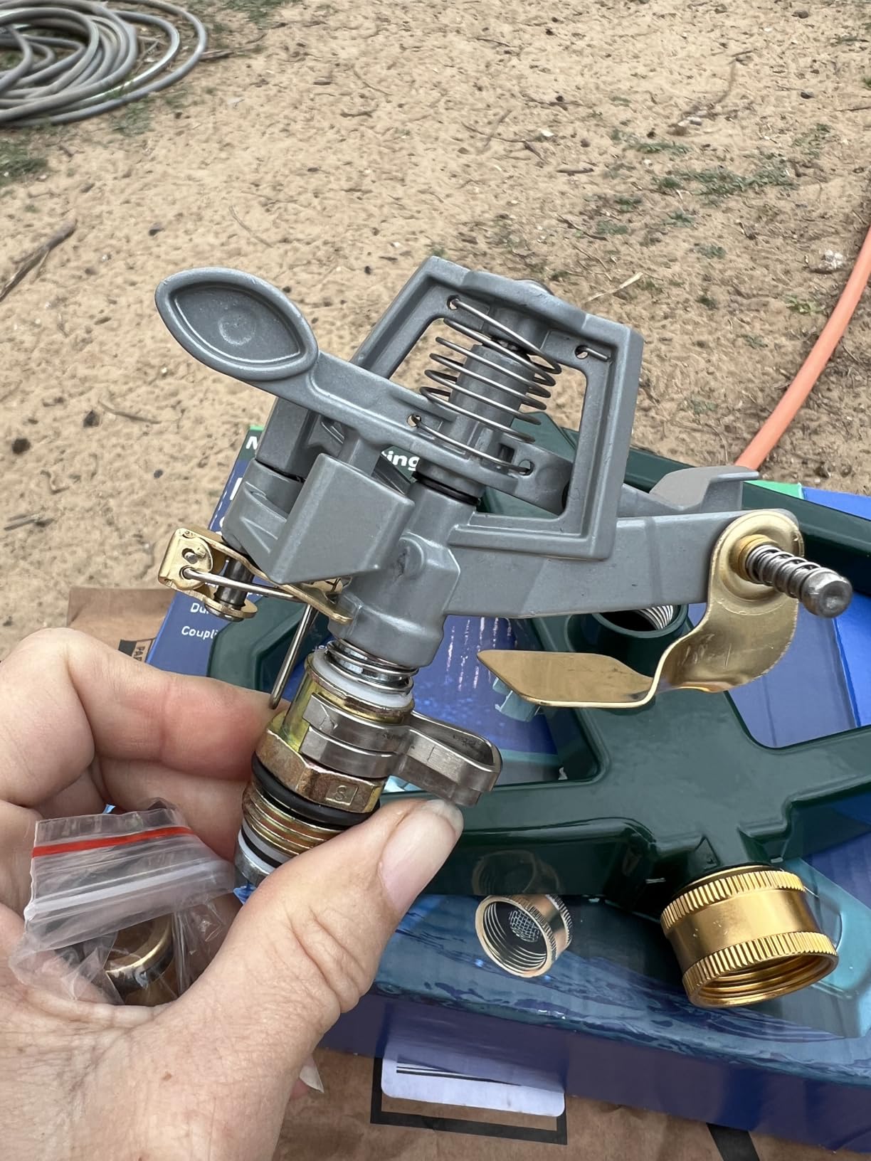 WEMADE Heavy Duty Metal Pulsating Sprinklers for Yard - 360 Degree Rotating Automatic Water Sprinkler for Lawn with Metal Base, Impact Sprinklers for Large Area Covers Up to 85ft Diameter customer photo 1