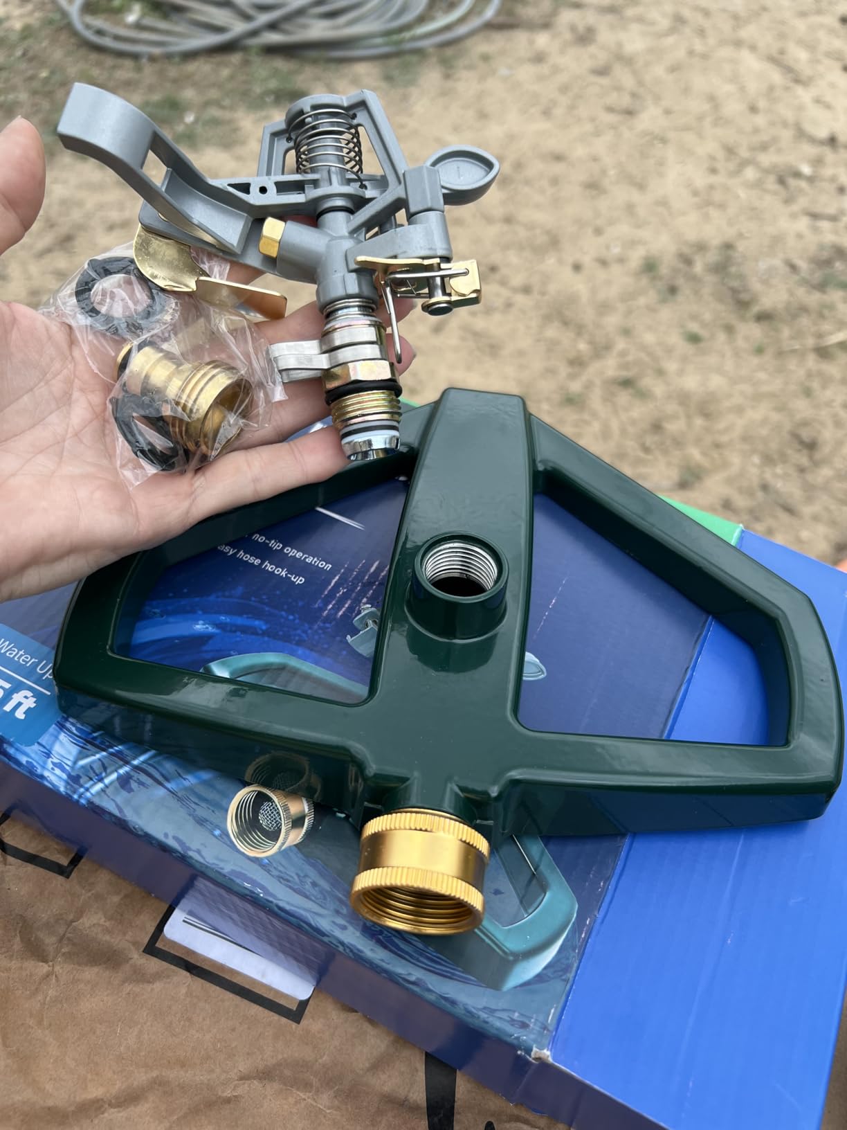 WEMADE Heavy Duty Metal Pulsating Sprinklers for Yard - 360 Degree Rotating Automatic Water Sprinkler for Lawn with Metal Base, Impact Sprinklers for Large Area Covers Up to 85ft Diameter customer photo 2