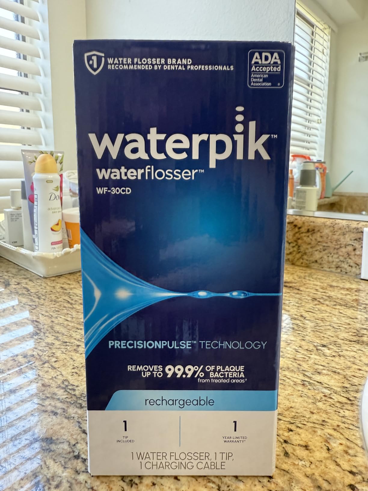 Waterpik Cordless 1100 Rechargeable Portable Water Flosser for Teeth Cleaning and Flossing, Travel, Braces Care, Healthier Gums, Waterproof for Shower, ADA Accepted, WF-30CD White, Packaging May Vary customer photo 1