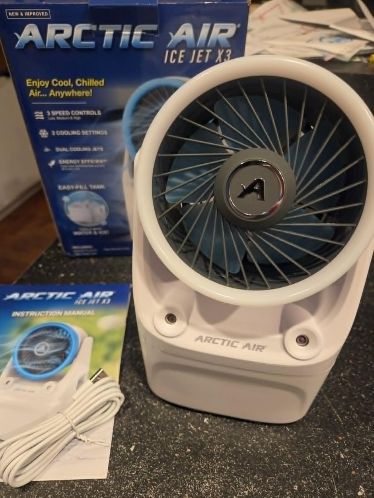 Arctic Air Ice Jet X3 Portable Air Cooler, Dual Mist Modes, Up to 8-Hour Cooling Time, 3-Speed Portable Cooler with Adjustable Airflow, USB C, LED Mood Light, Lightweight, Great for Home & Travel customer photo 1
