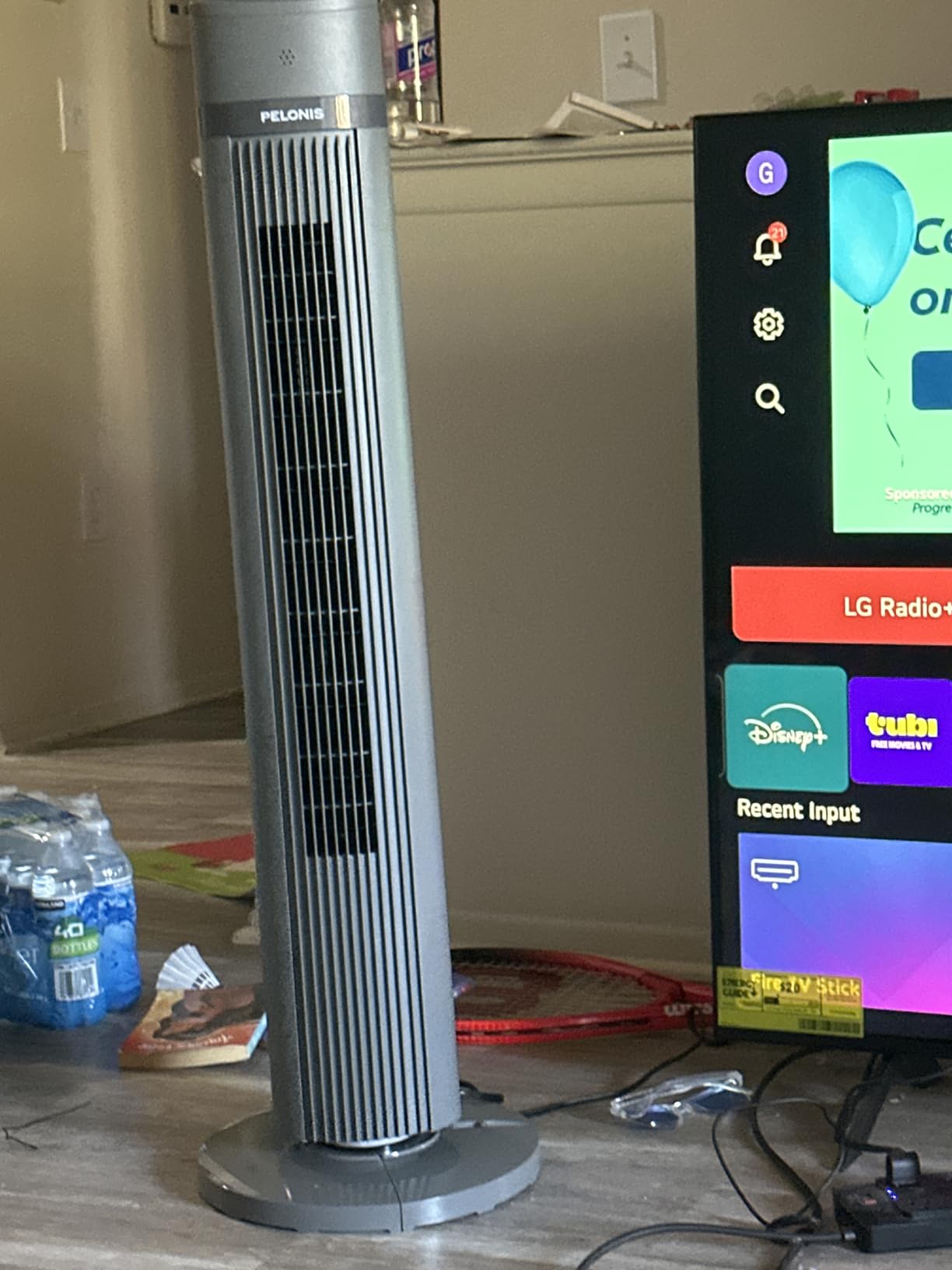 PELONIS 40 inch Bladeless Tower Fan for Bedroom, Standing Fan with Remote Control, 26ft/s, 90° Oscillation, 3 Speed Settings, 27 Db, 3 Modes, 15-Hour Timer, LED Display, Fan that Blows Cold Air, Grey customer photo 1