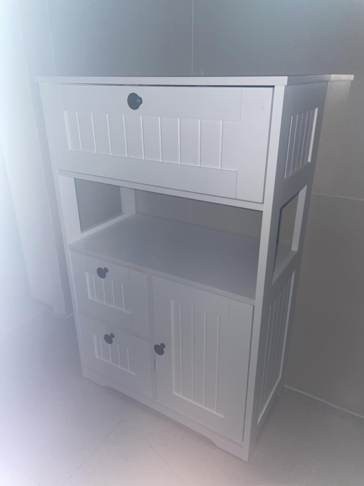 GRUSIGN Bathroom Cabinet, Modern Bathroom Floor Storage Cabinet Organizer with 1 Door and 3 Drawers, Freestanding Cupboard customer photo 1