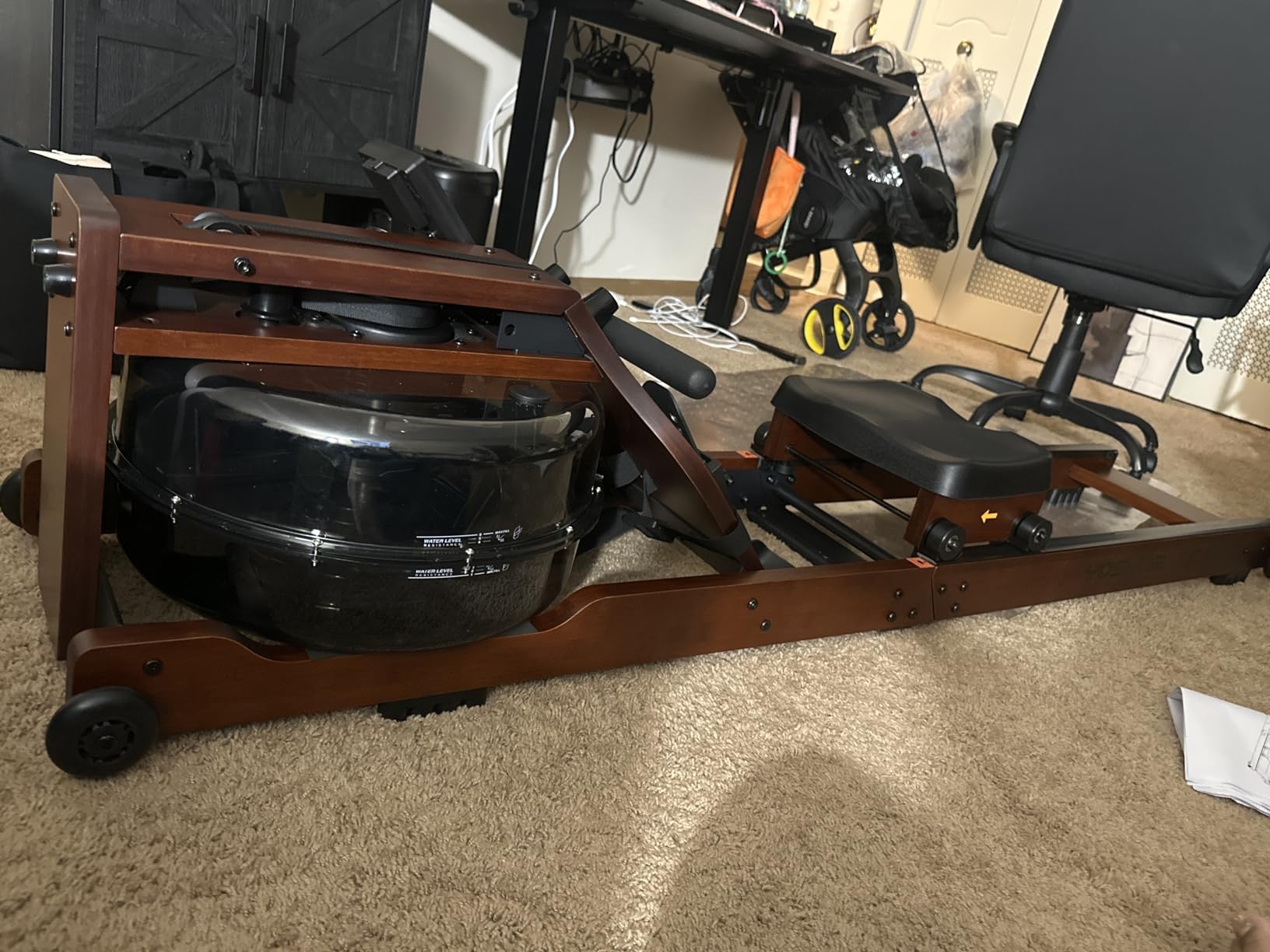 YOSUDA Water Rowing Machine Foldable for Home Use 5.8 Gal Large Water Tank | Immersive Wooden Water Rower Machine, Dedicated Monitor & Bluetooth APP customer photo 1