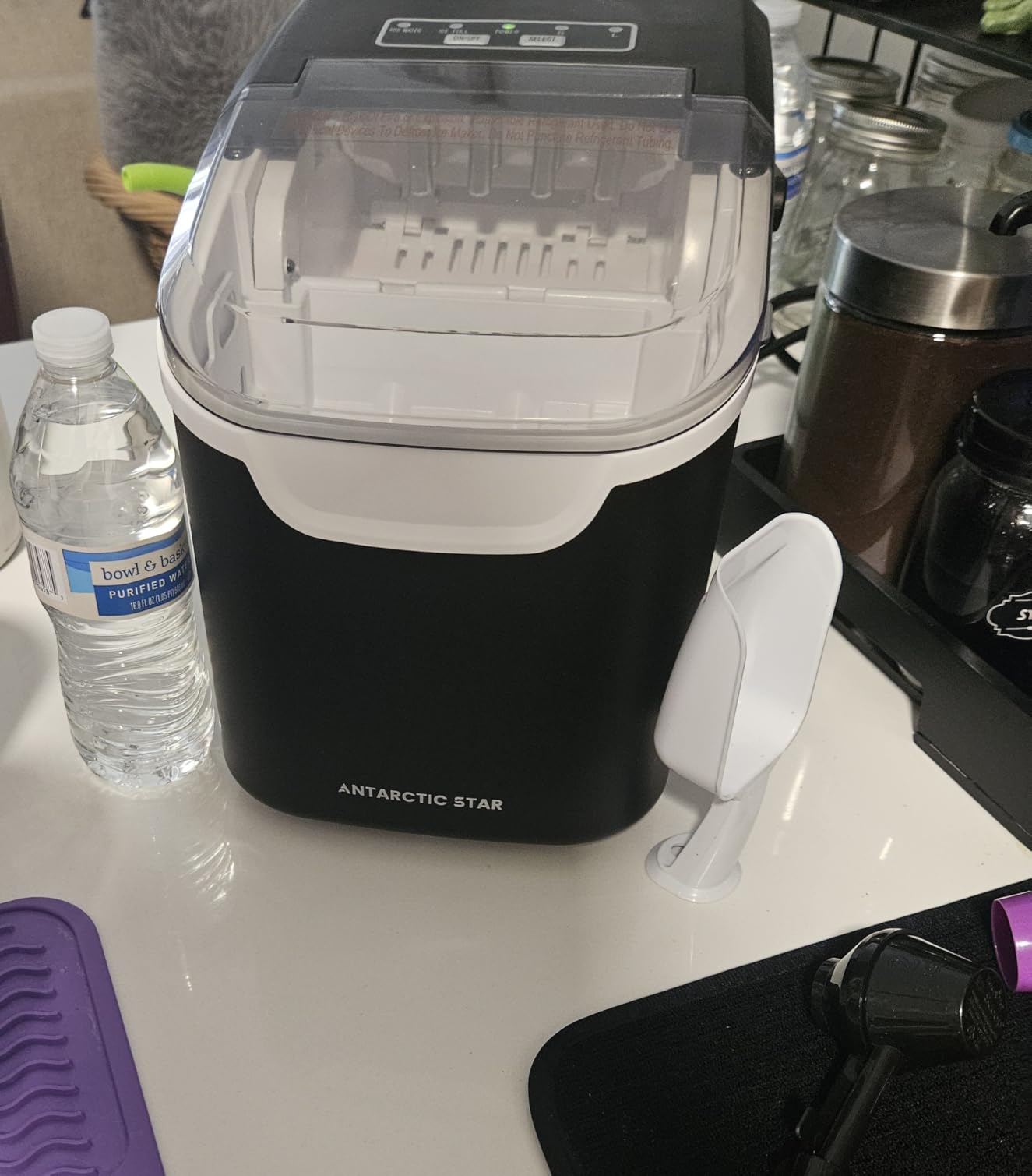 Antarctic Star Countertop Ice Maker Machine, 26Lbs/Day Fastest 6-Min Ice | 8 Bullet Ice In 6Min, 2 Sizes, Energy-Saving, Portable Handle, Self-Cleaning, Basket/Scoop, Home/Bar/Rv/Camping (Black) customer photo 1