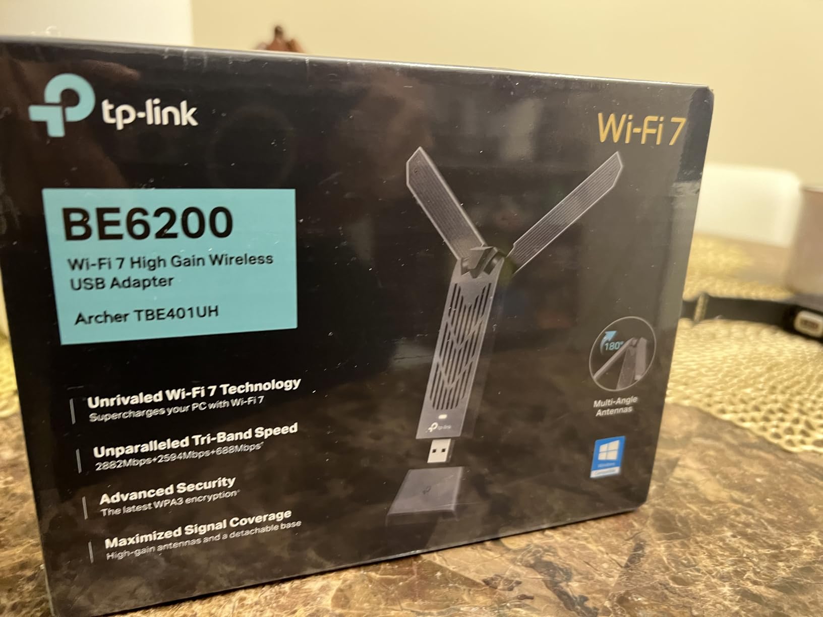 TP-Link BE6200 Tri-Band USB 3.0 Wi-Fi 7 Adapter for Desktop PC, WiFi Dongle | USB Wireless Adapter, Support Win11/10 | 2 x High Gain Antennas | 6GHz, 4K-QAM, 160MHz, WPA3 | Secure by Design, Archer TBE401UH customer photo 2