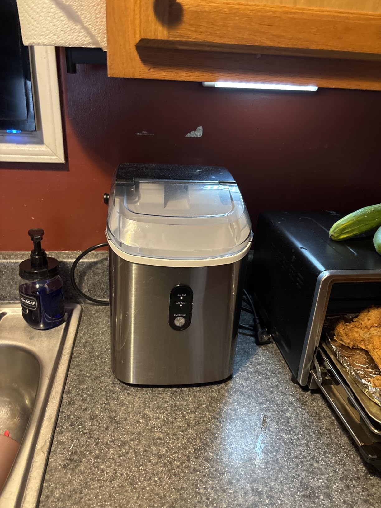 Kismile Nugget Ice Makers Countertop,Portable Ice Machine with Crushed Ice, 35lbs/Day,Self-Cleaning,One-Click Operation for Home Use(Silver) customer photo 2