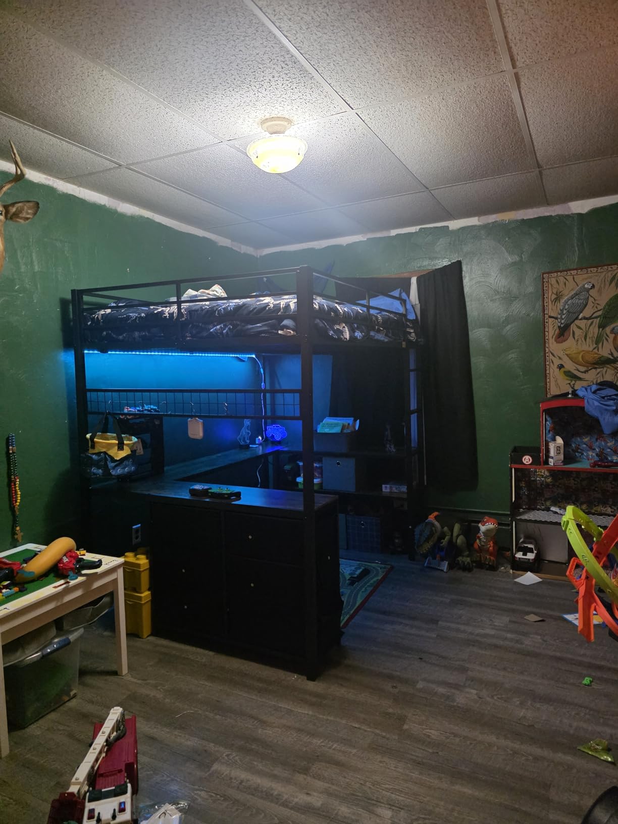 ADORNEVE Loft Bed Full Size with U-Shaped Desk, 6 Storage Drawers, White | Metal Loft Bed with Power Outlet, LED Light, 2 Storage Shelves, Safety Guardrail & Ladders, No Box Spring Needed customer photo 2