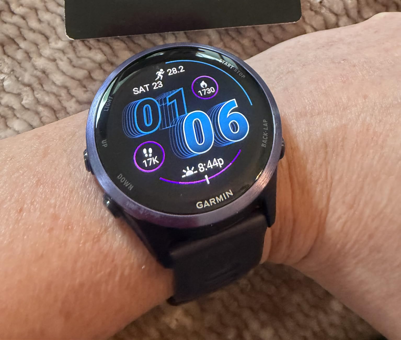 Garmin Forerunner® 570, 42mm, Advanced GPS Running and Triathlon Smartwatch, AMOLED Display, Training and Recovery Features, Slate Gray Aluminum with Translucent Black/Black Band customer photo 1