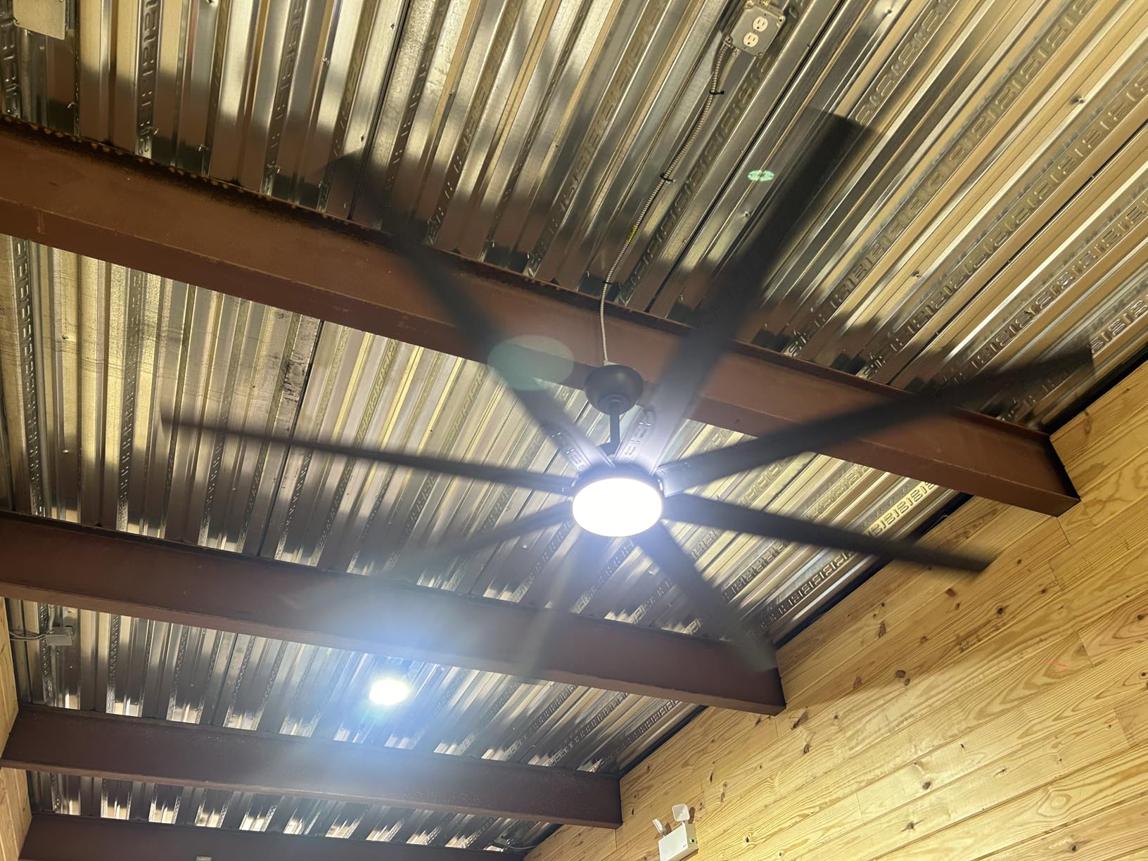 ZMISHIBO 84 Inch Ceiling Fans with Lights, 8 Aluminum Reversible Blades | Industrial-Grade, Quiet DC Motor, 3CCT, Damp Rated, 6 Adjustable Speeds, Remote Control, Living Room, Garage, Shop, Gazebo customer photo 1