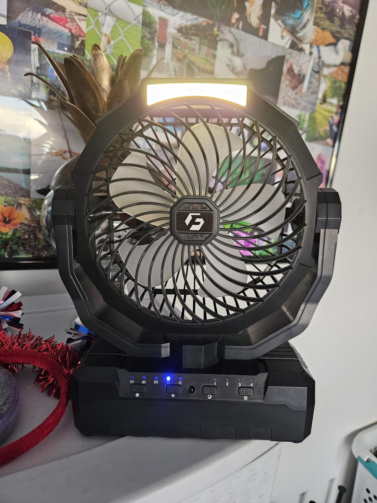 FRIZCOL 3-in-1 Camping Fan - Portable Fans Rechargeable - 24000mAh Battery Powered Fan with Light & Remote for Indoor, Outdoor, Tent, Travel, Fishing, Jobsite - Black customer photo 1