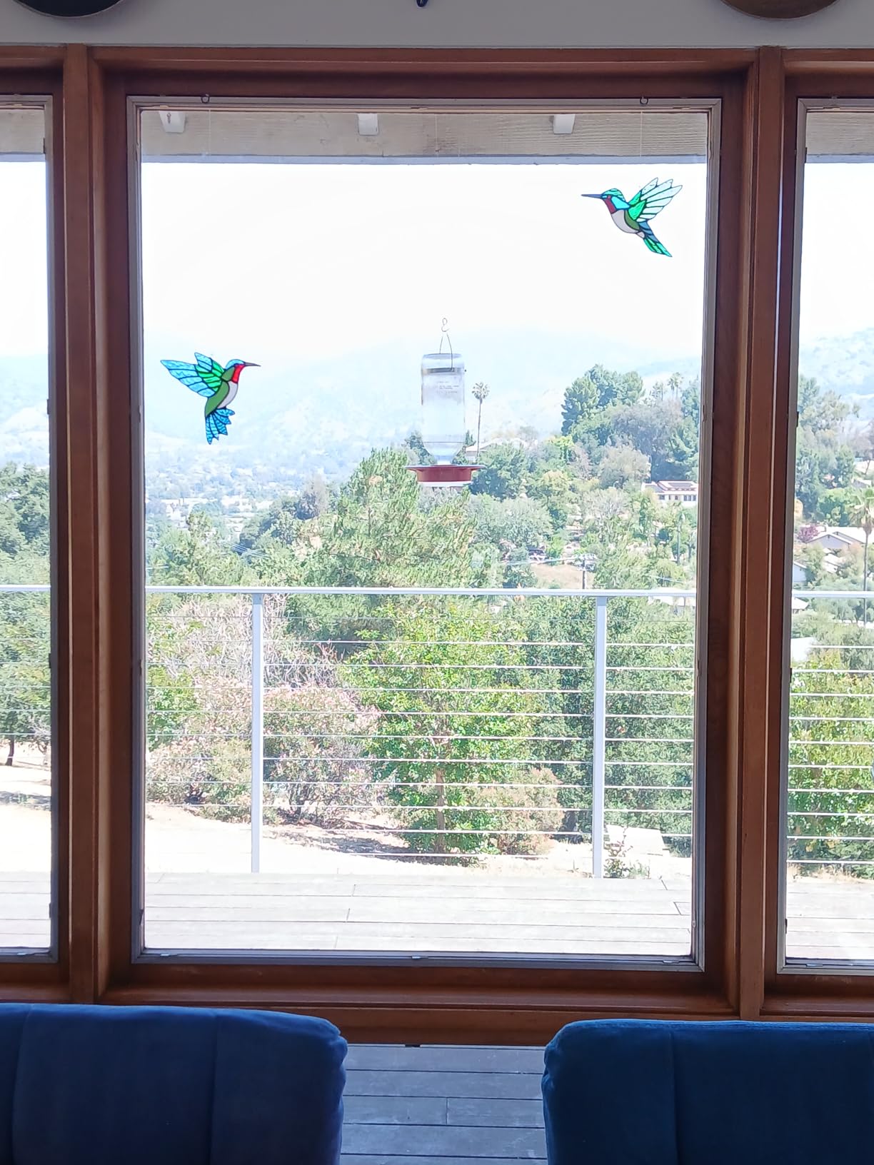 2 Pcs Hummingbird Stained Glass Window Hanging Suncatchers, Gifts for Women | Handmade Copper Foil Art, Birthday Anniversary Gift For Mom Grandma Wife Mother In Law, Bird Lovers Sun Catcher Decor, 6 Inch customer photo 1
