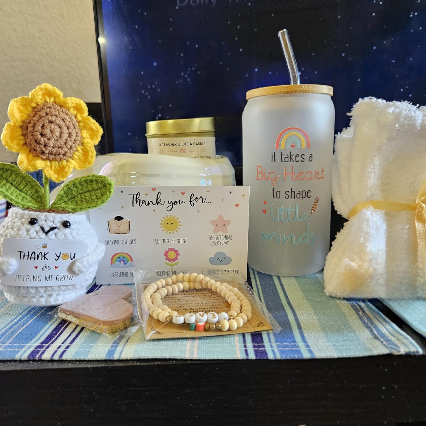 Teacher Gifts for Women, Back to School Teacher Gifts first day of school | Teacher Appreciation Gift, Thank You Gift Bulk Basket End of Year for Thanksgiving with 16oz Glass Cup customer photo 1