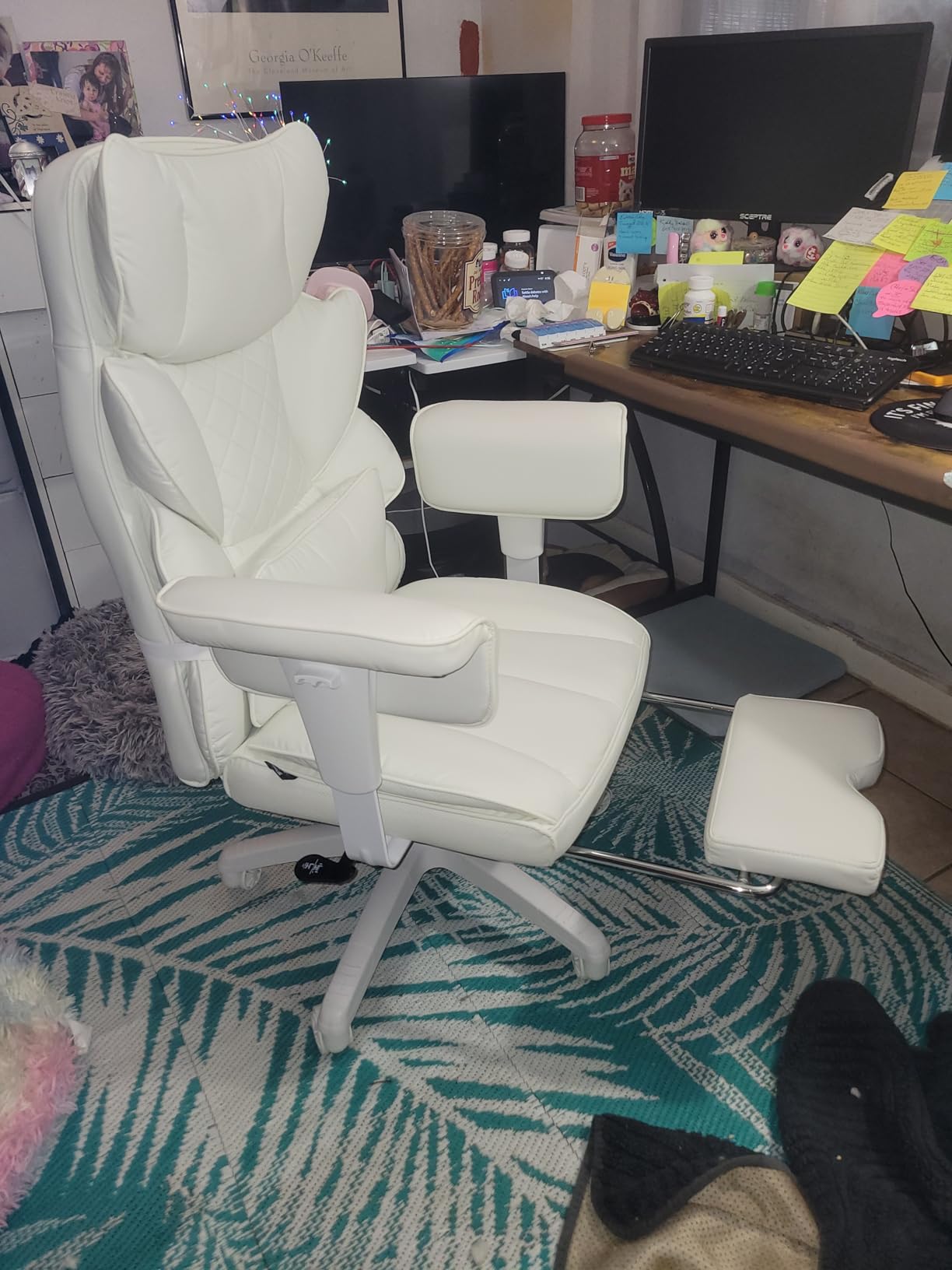 Dowinx Big and Tall Office Chair with Pocket Spring Cushion, High Back Computer Gaming Chairs with Adjustable Armrests, Executive Desk Chairs with Lumbar Support and Footrest, PU-Brown customer photo 2