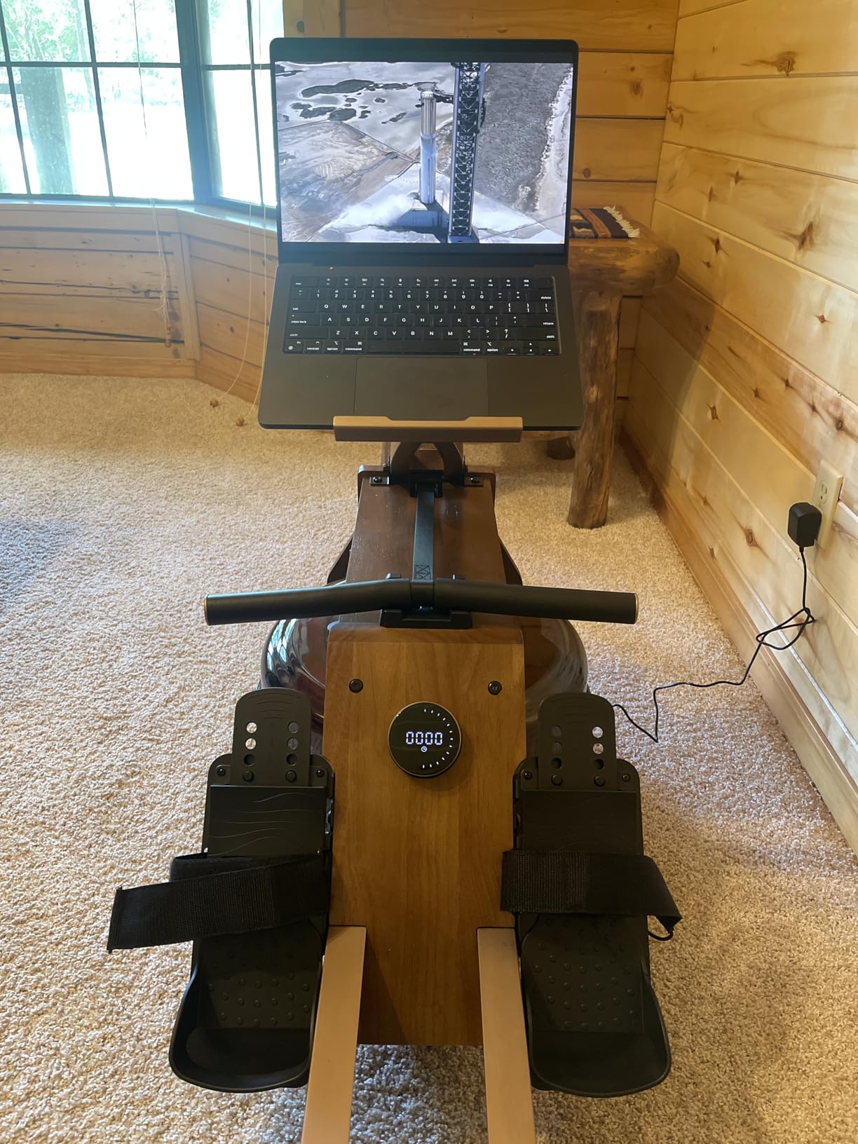 Water Rowing Machine for Home Use, WENOKER Wooden Foldable Rower Machine with Dedicated Monitor & Bluetooth APP, Large Water Tank & Comfortable Seat for Immersive Water Rower, 350LBS Weight Capacity customer photo 1