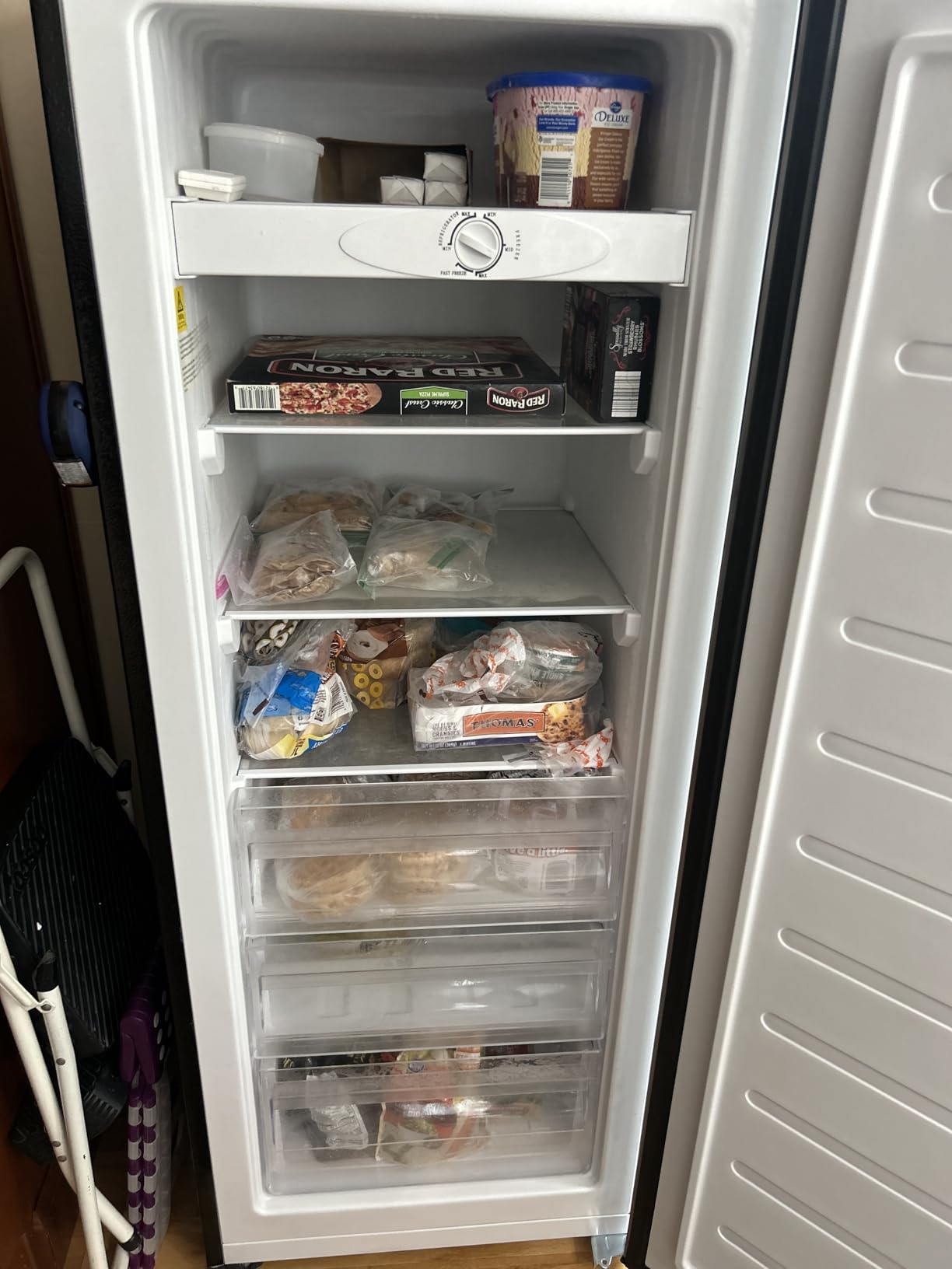 BANGSON 7.0 Cu.ft Upright Freezer, Convertible Freezer/Refrigerator, Black | Stand Up Freezer with 5 Shelves & 3 Drawers, Reversible Door, Upright Freezer for Kitchen, Garage, Office customer photo 2