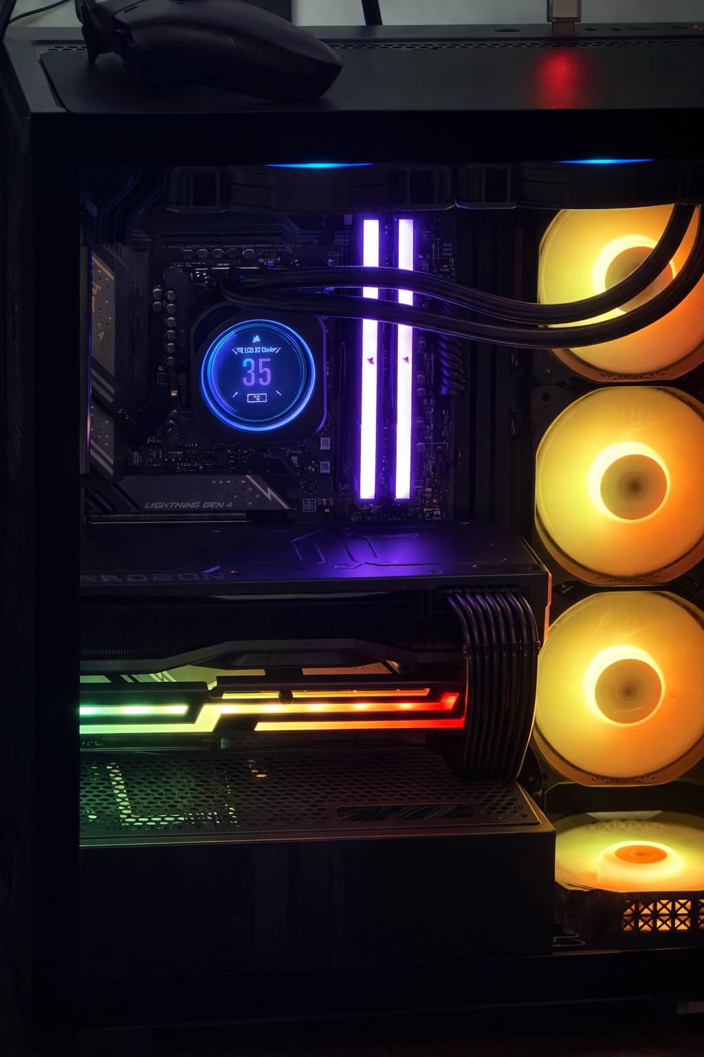 MUSETEX ATX PC Case 7 PWM ARGB Fans Pre-Installed, Type-C Mid Tower Computer Case with Full-View Dual Tempered Glass, Gaming PC Case, Black(K2) customer photo 1