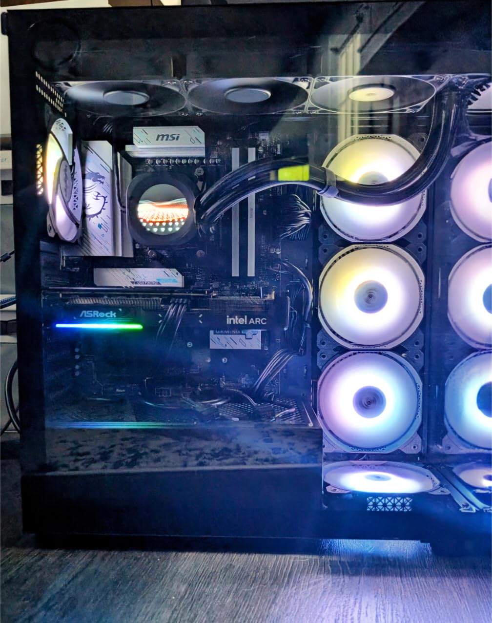 MUSETEX ATX PC Case 7 PWM ARGB Fans Pre-Installed, Type-C Mid Tower Computer Case with Full-View Dual Tempered Glass, Gaming PC Case, Black(K2) customer photo 2
