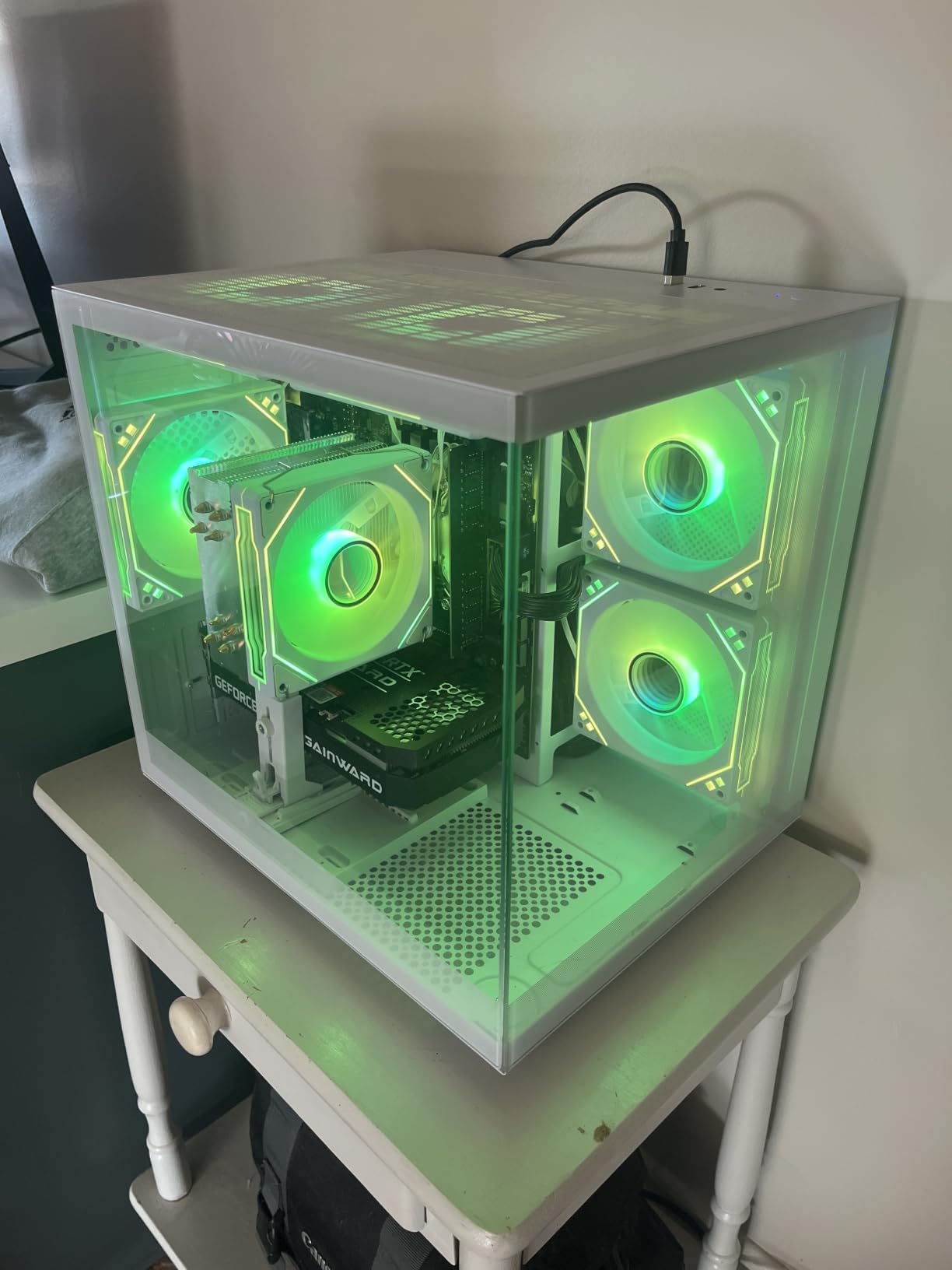 suevery Pre Built PC Gaming Desktop Computer R5 White Tower | Ryzen 5 5500 Up 4.2G 6cores 12threads 16G DDR4 RAM 512G SSD RX6500 XT 4G Gamer Home 4K Pro Office customer photo 1