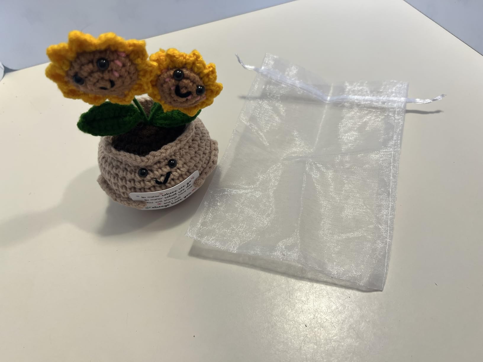 OASSIE Best Friend Birthday Gifts for Women - Positive Crochet Sunflower | Friendship Gifts For Women, Friend Gift Ideas, Emotional Support, Sunflower Decor, Handmade Keepsake, Soft Yarn Texture customer photo 1