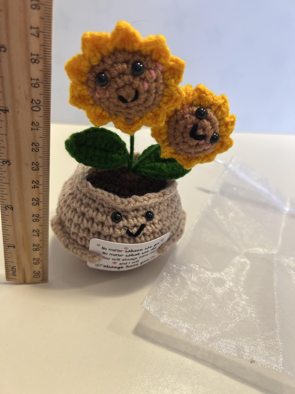 OASSIE Best Friend Birthday Gifts for Women - Positive Crochet Sunflower | Friendship Gifts For Women, Friend Gift Ideas, Emotional Support, Sunflower Decor, Handmade Keepsake, Soft Yarn Texture customer photo 2