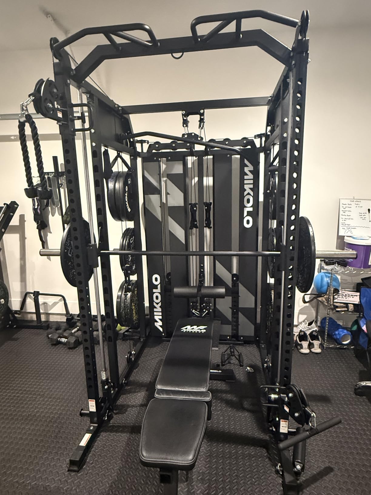 Mikolo Smith Machine with Weight Stack, Power Cage Home Gym System with LAT Pulldown & Cable Crossover customer photo 1