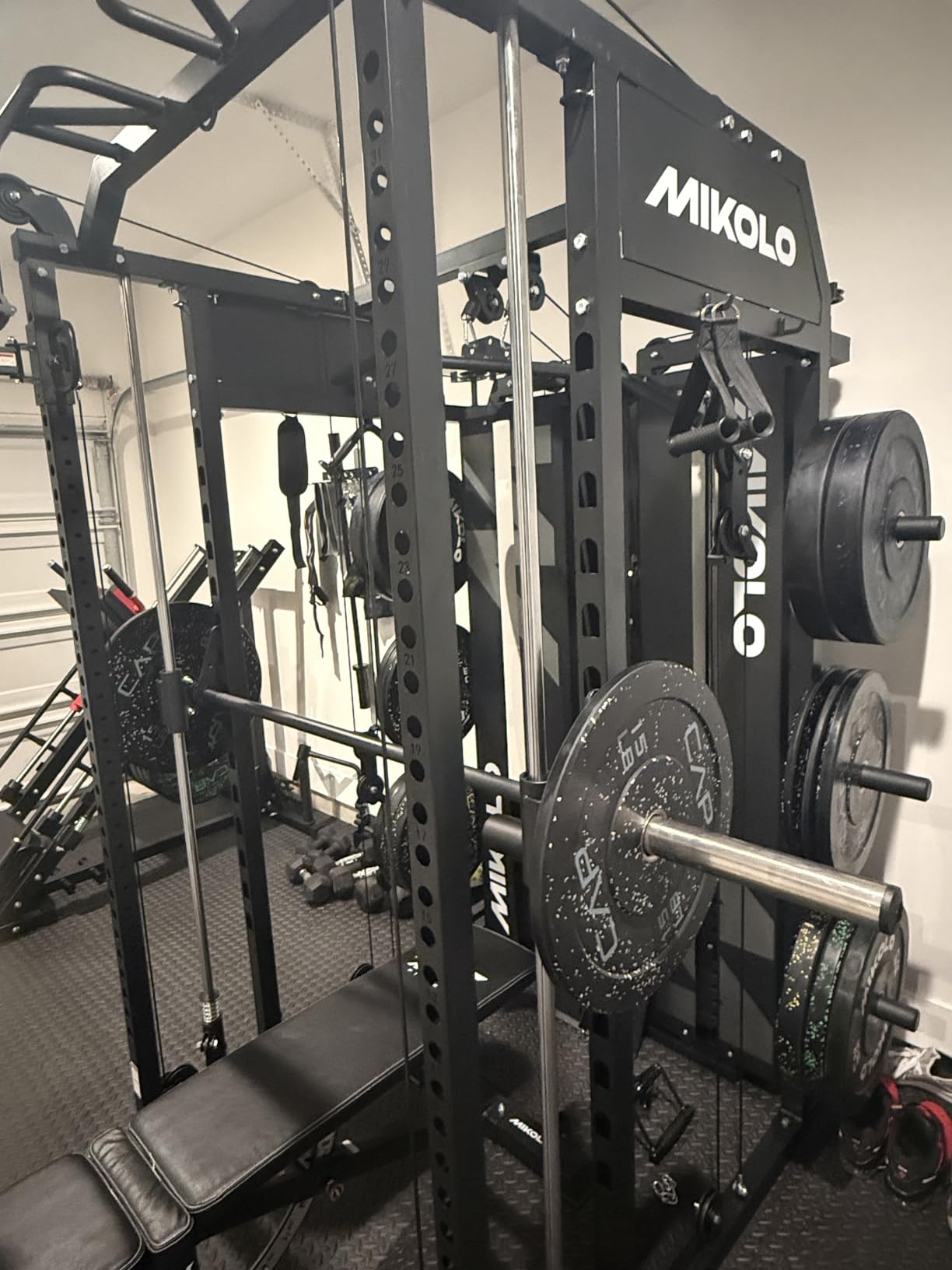 Mikolo Smith Machine with Weight Stack, Power Cage Home Gym System with LAT Pulldown & Cable Crossover customer photo 2