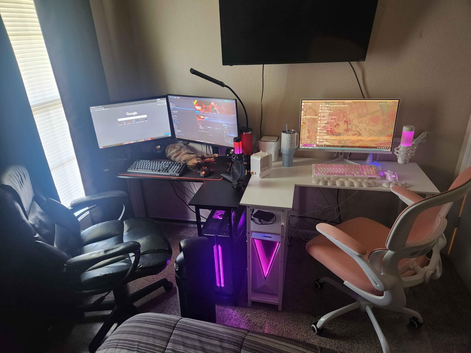 Pamray 40 Inch L Shaped Computer Desk with Reversible Side Storage Shelves, Small Corner Desk for Small Space Home Office, Writing Study Table PC Desk for Bedroom, White customer photo 2