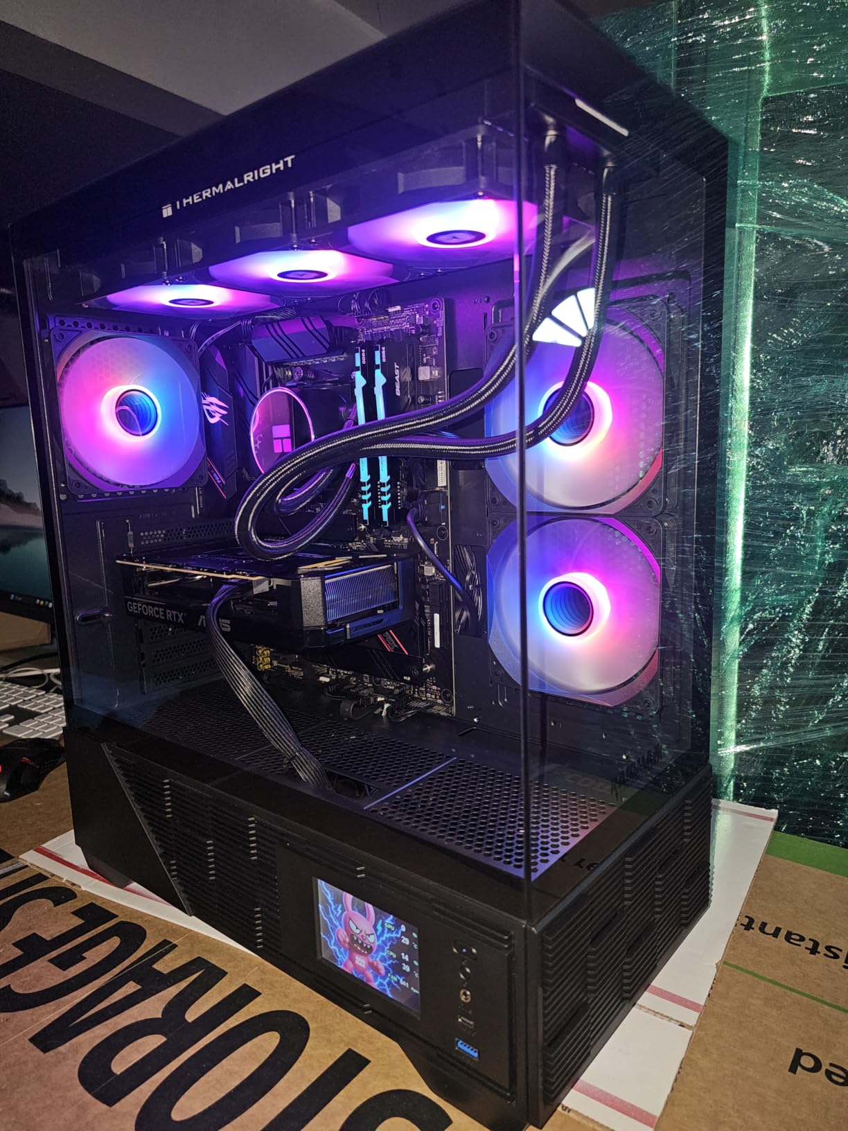 RAIDMAX i803 Premium ATX Gaming PC Case, Panoramic Tempered Glass, Built-in LCD Display Panel, Pre-Installed ARGB Fans, Dual Chamber Mid Tower, Supports 400mm GPU / 360mm Radiator (Case Only) customer photo 2