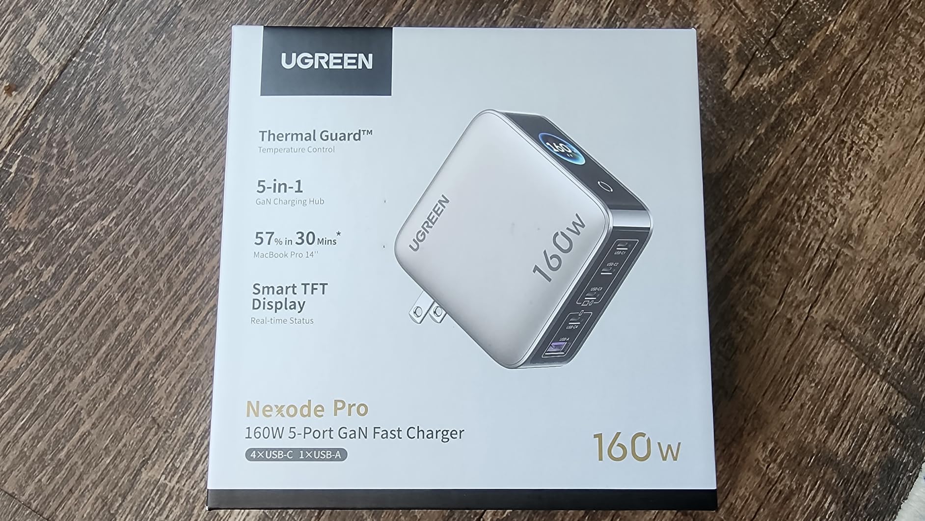 UGREEN Nexode Pro Charger, 160W GaN 5-Port Fast USB C Wall Charger Block, Type-C Charging with Smart Display & Touch Control for MacBook Pro/Air, iPhone 17/16 Series, iPad, Galaxy customer photo 1