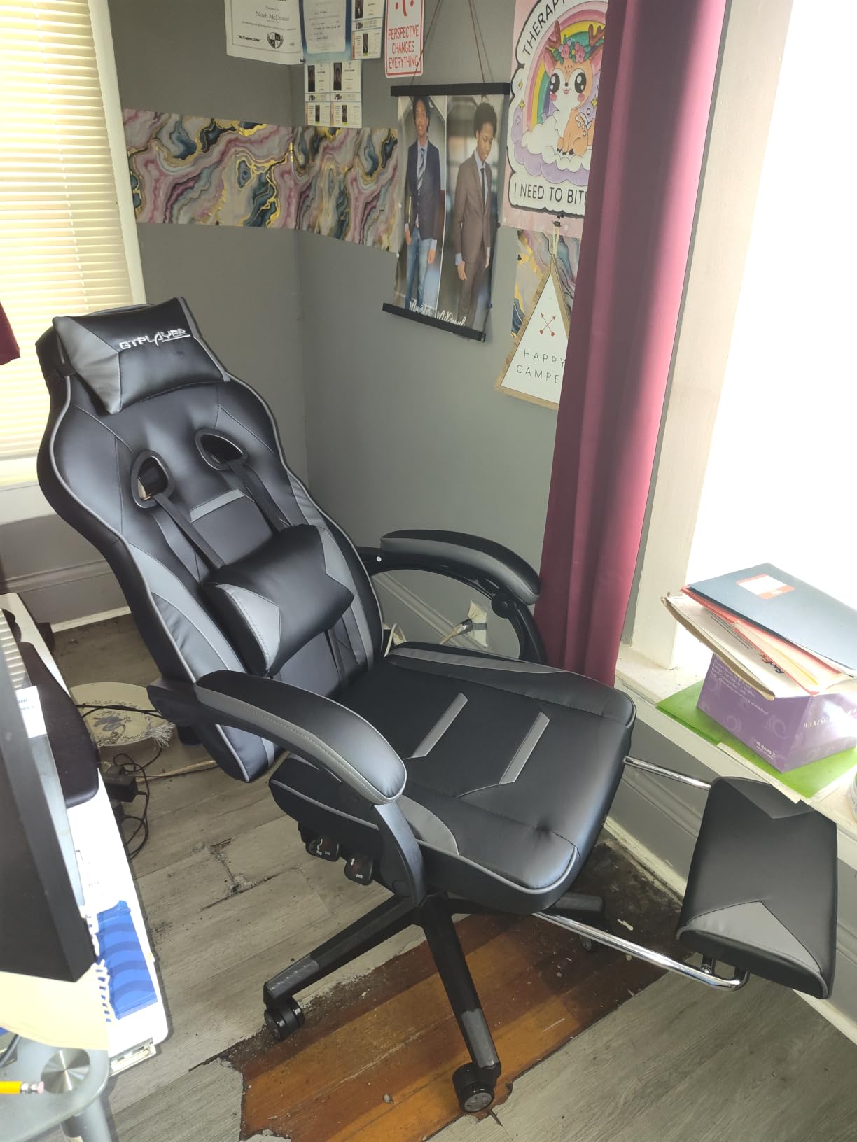 GTPLAYER Gaming Chair for Adults, Big and Tall 350LBS Heavy Duty Office Chair, Ergonomic High Back Lumbar Support and Recliner for Back Pain Relief, Sky Gray customer photo 1